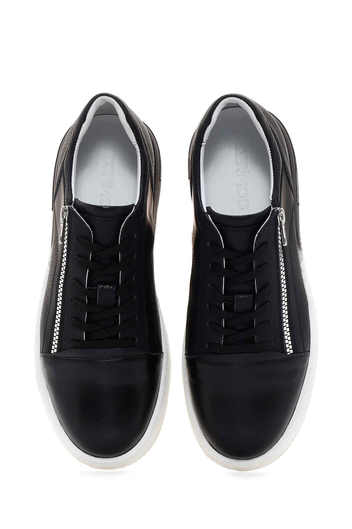 Erkek Siyah Kalın Tabanlı Deri Sneaker - Image 6