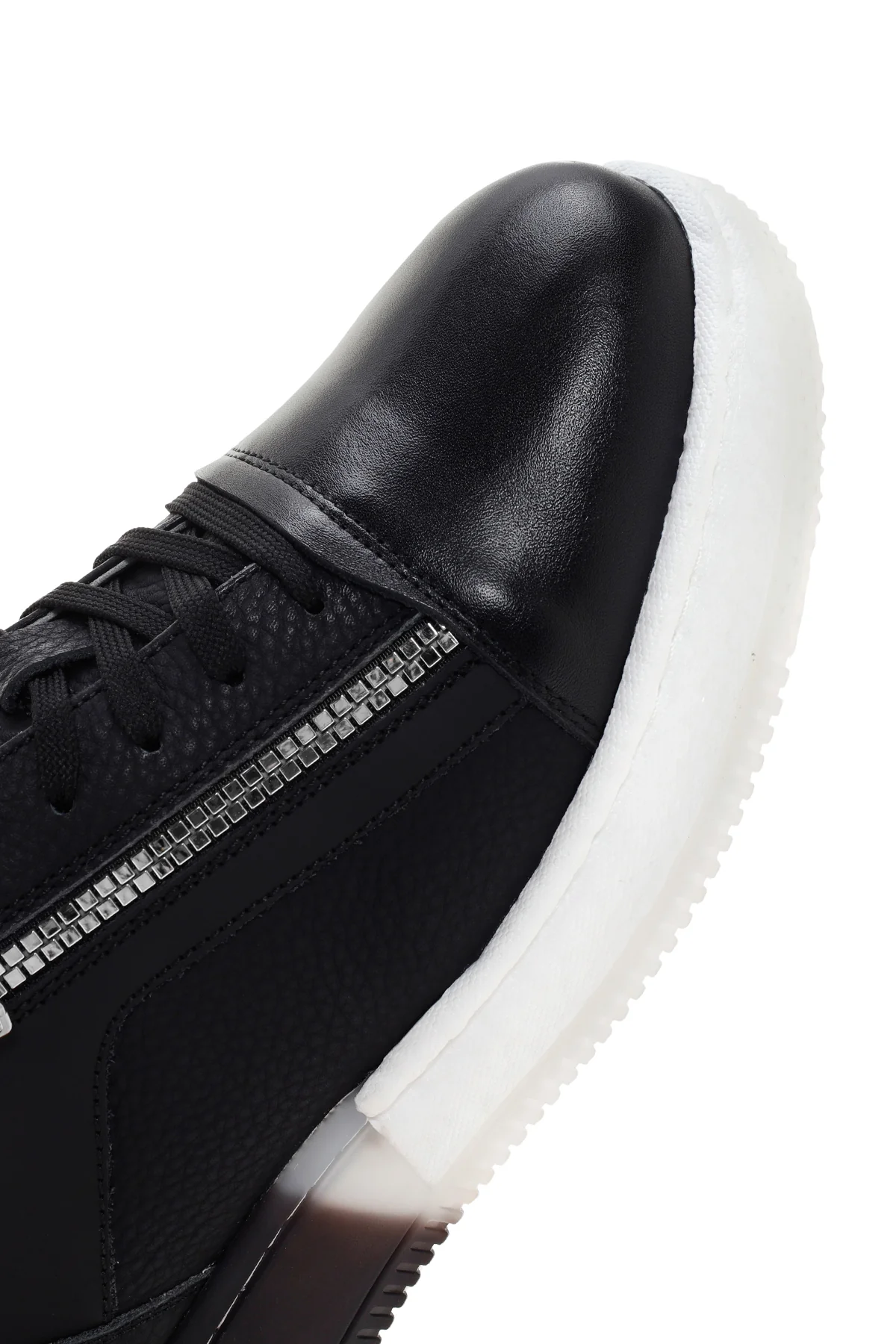 Erkek Siyah Kalın Tabanlı Deri Sneaker - Image 9