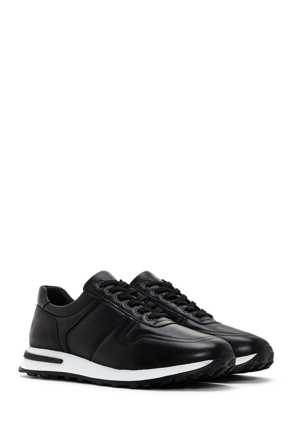Erkek Siyah Kalın Tabanlı Deri Sneaker - Image 3