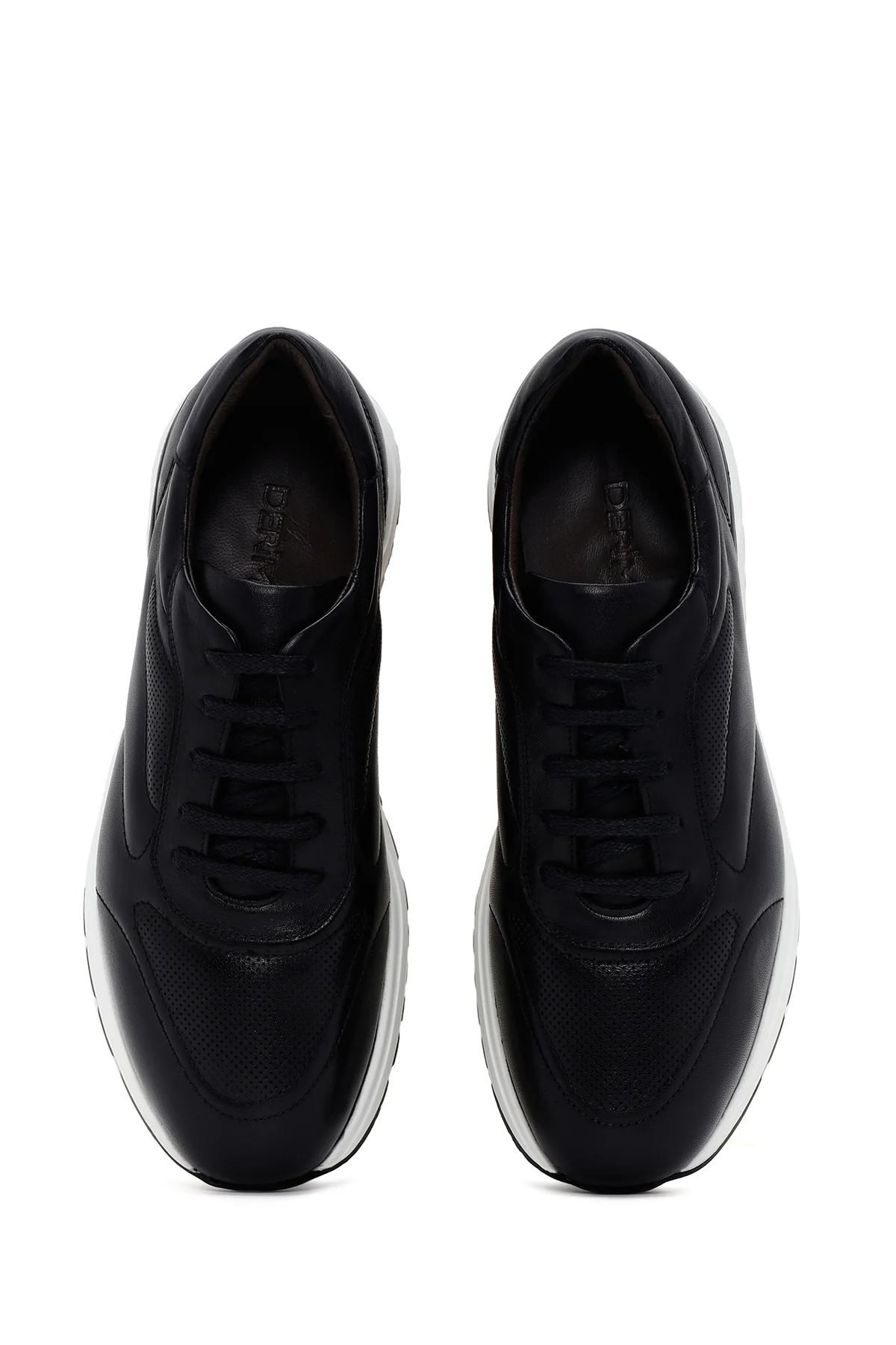 Erkek Siyah Kalın Tabanlı Deri Sneaker - Image 6