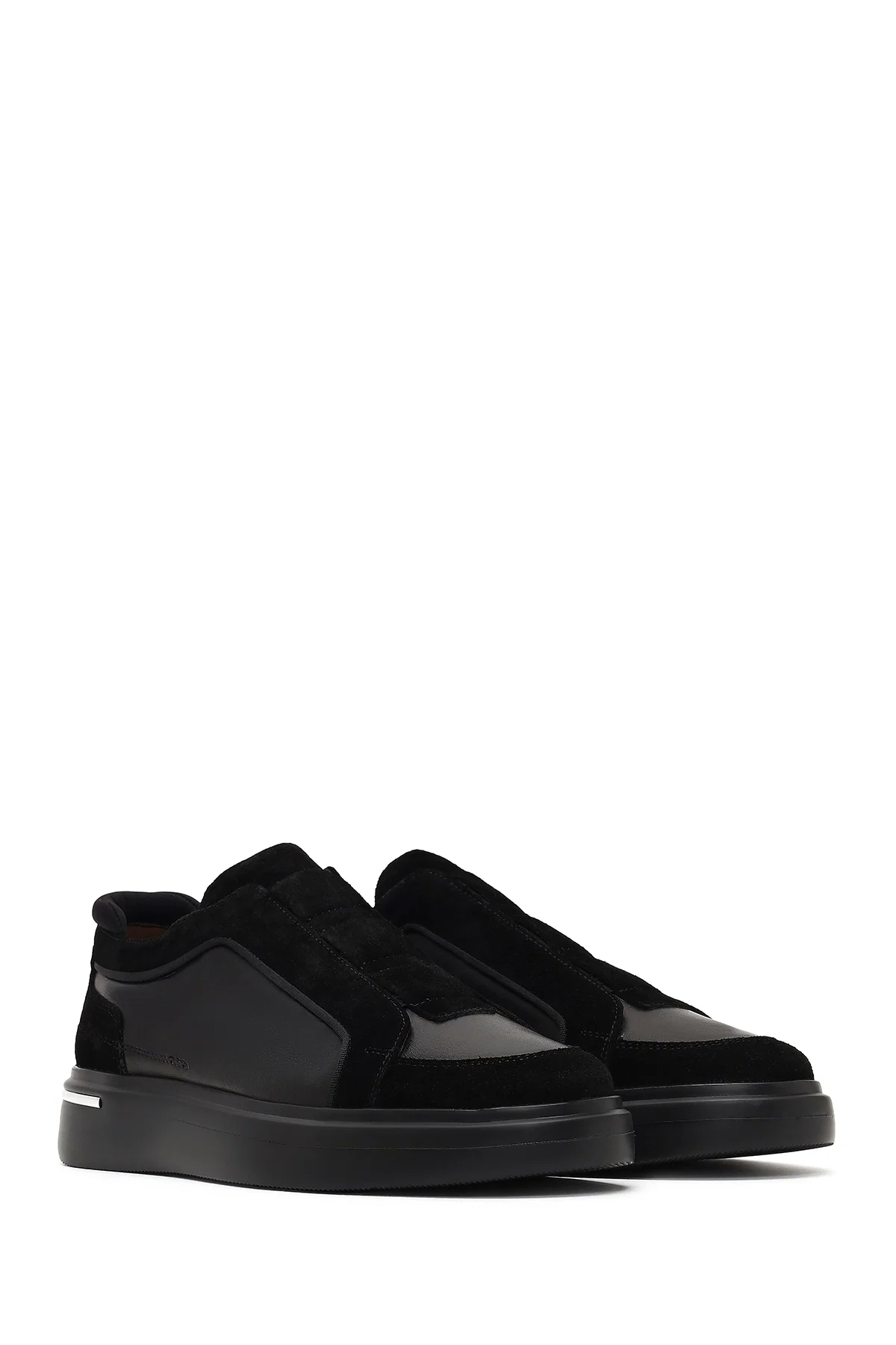 Erkek Siyah Kalın Tabanlı Deri Sneaker - Image 3