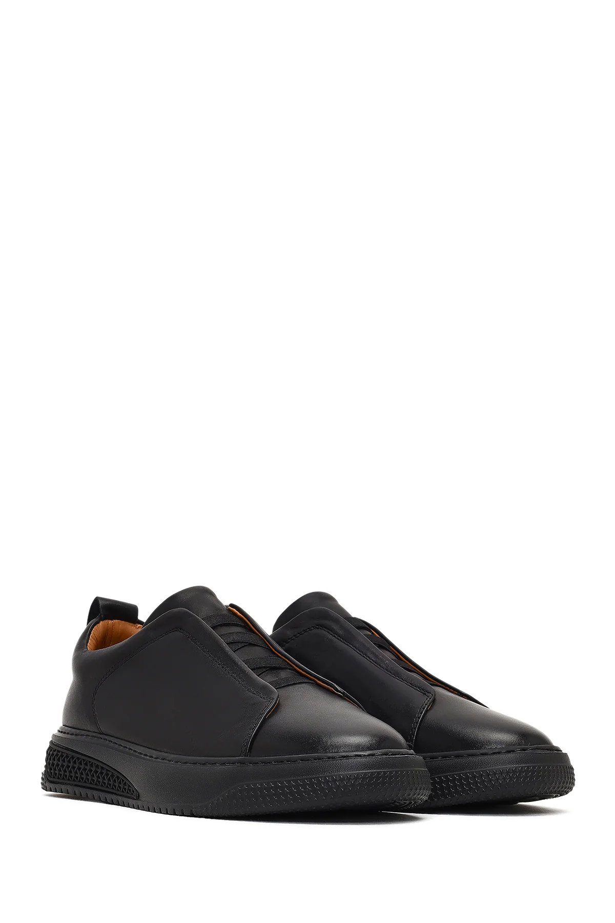 Erkek Siyah Kalın Tabanlı Deri Sneaker - Image 3