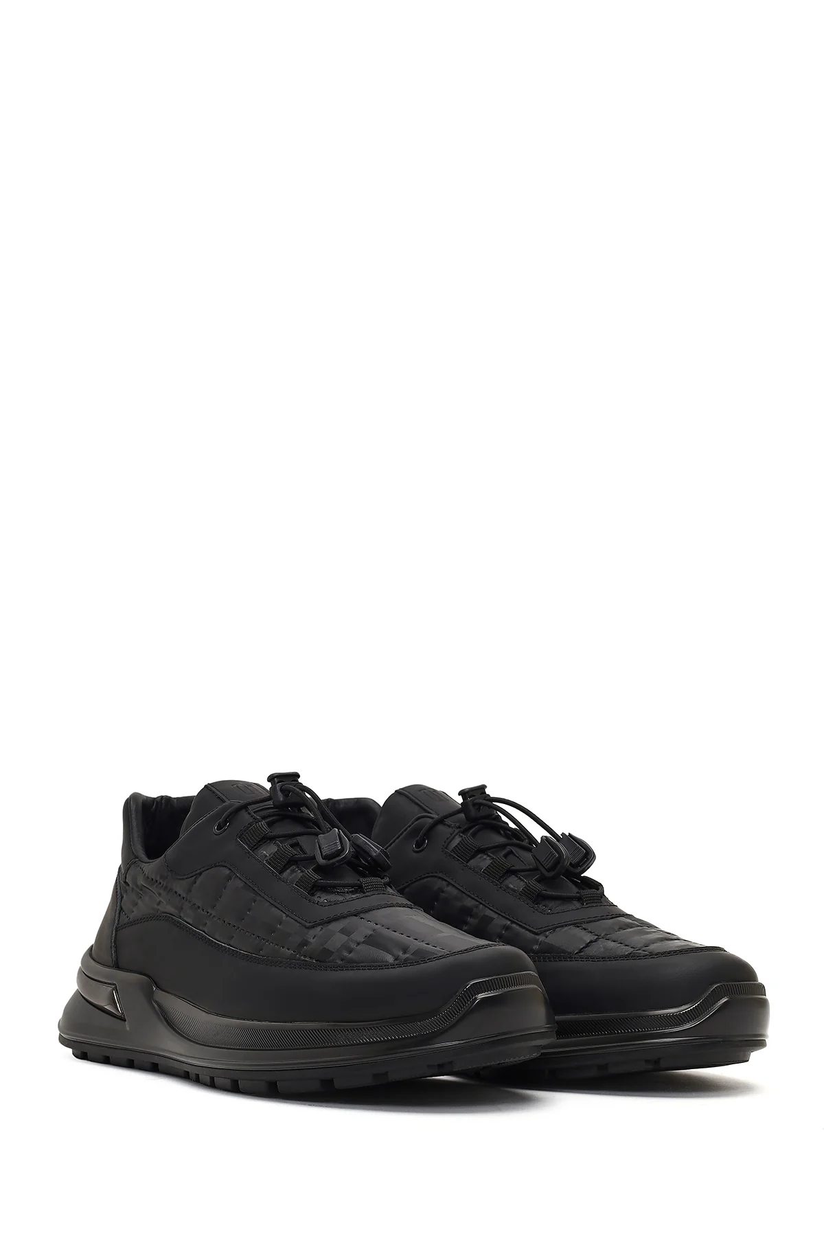 Erkek Siyah Kalın Tabanlı Deri Sneaker - Image 3