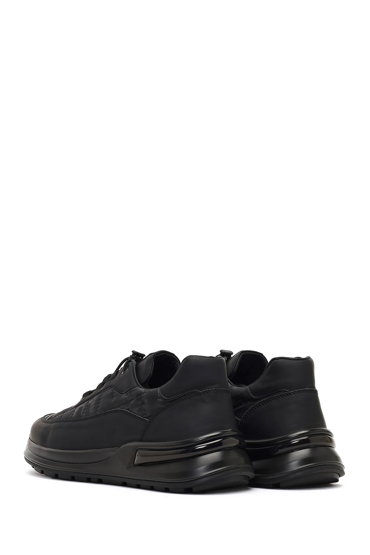 Erkek Siyah Kalın Tabanlı Deri Sneaker - Image 5