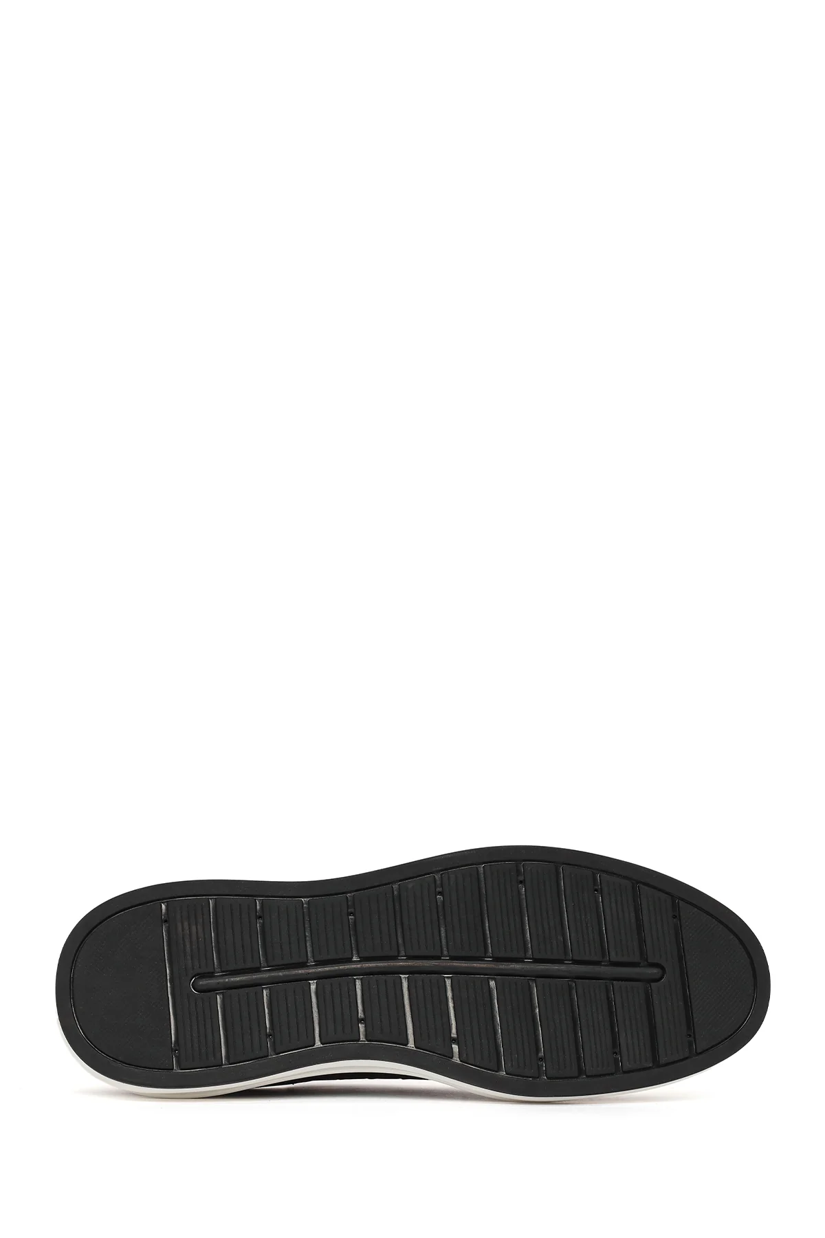 Erkek Siyah Kalın Tabanlı Desenli Deri Sneaker - Image 5