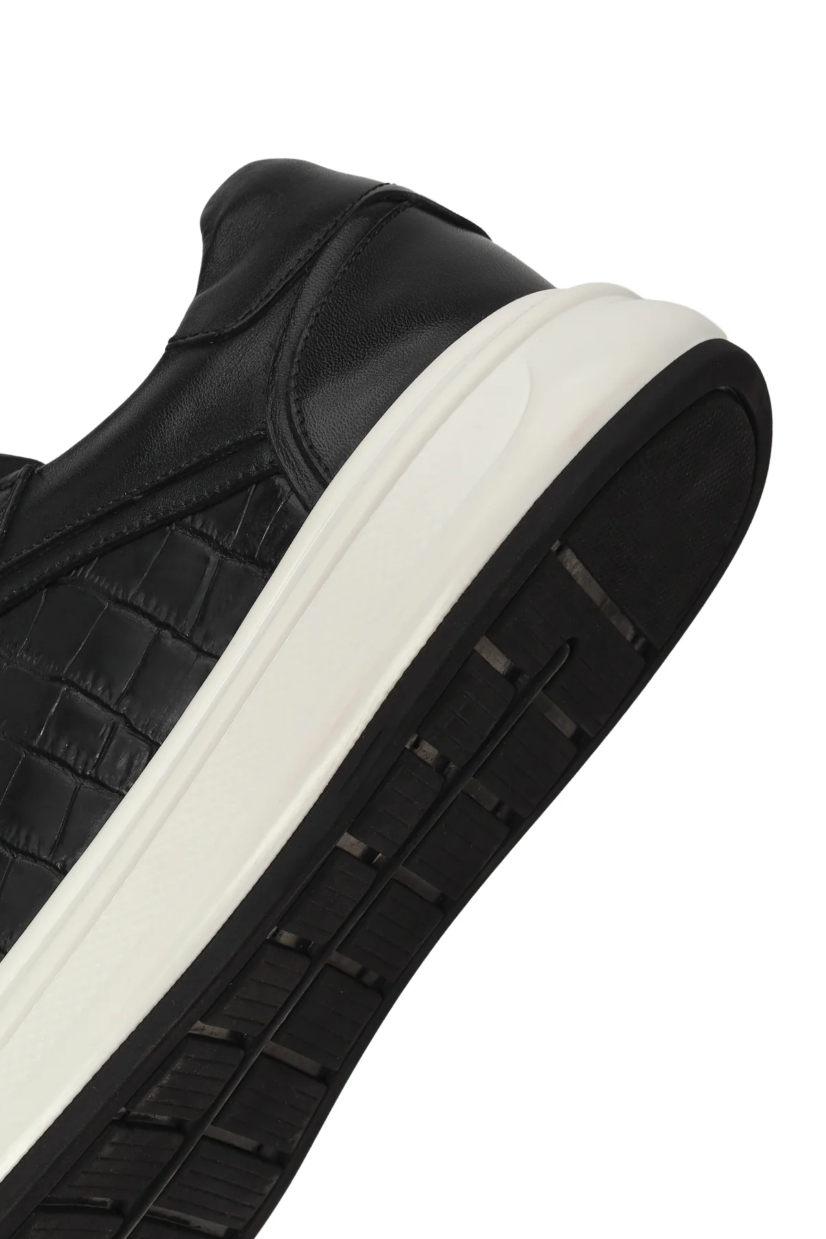 Erkek Siyah Kalın Tabanlı Desenli Deri Sneaker - Image 8