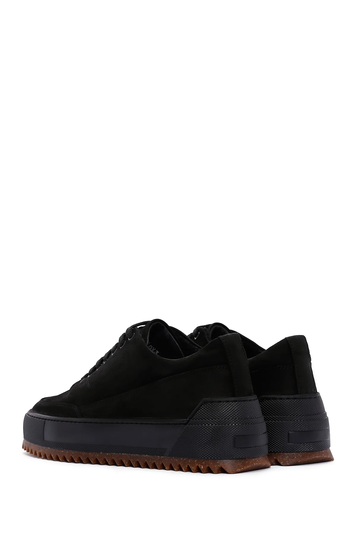 Erkek Siyah Kalın Tabanlı Nubuk Deri Casual Sneaker - Image 5