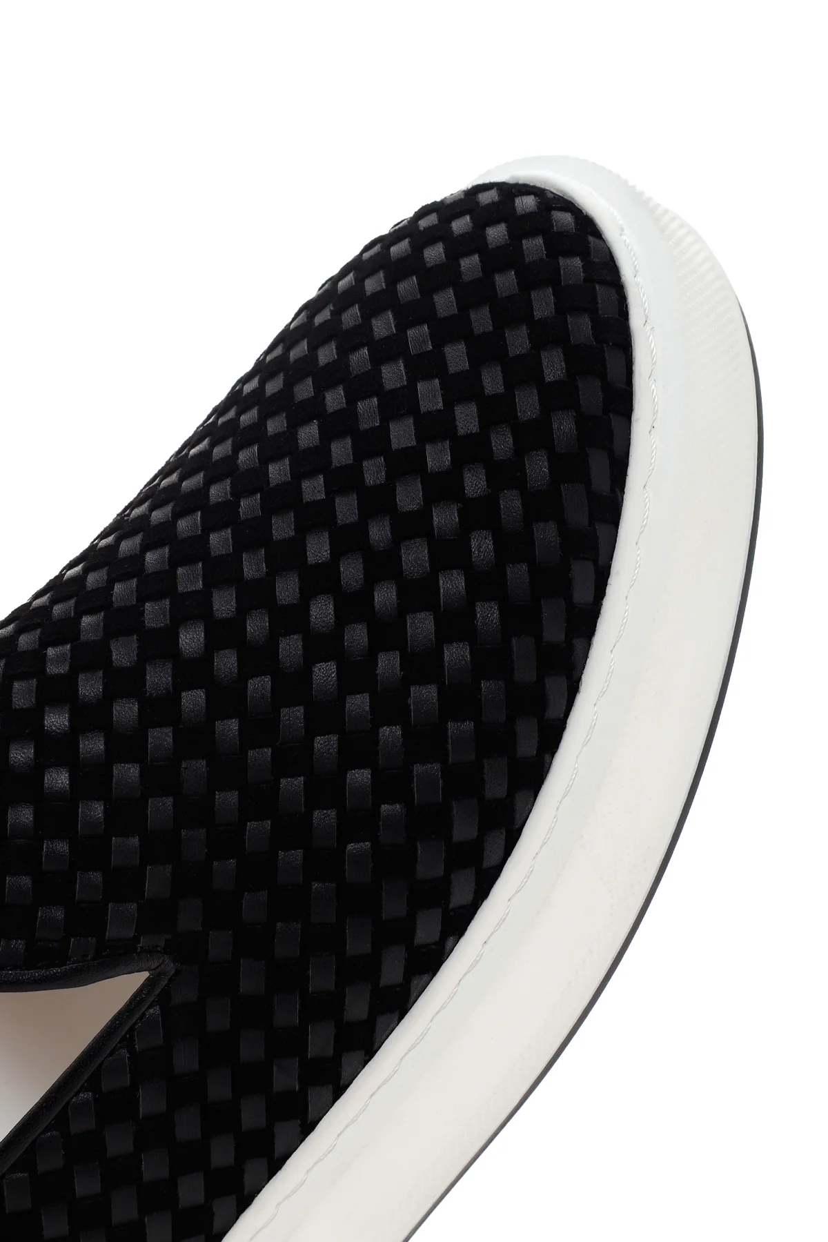 Erkek Siyah Kalın Tabanlı Örgü Deri Casual Loafer - Image 9
