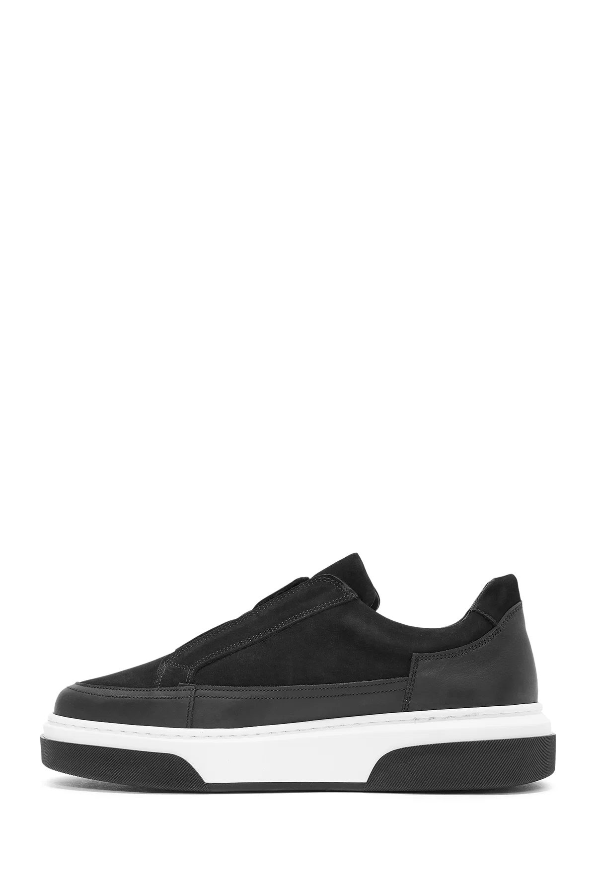 Erkek Siyah Kalın Tabanlı Süet Deri Sneaker - Image 2