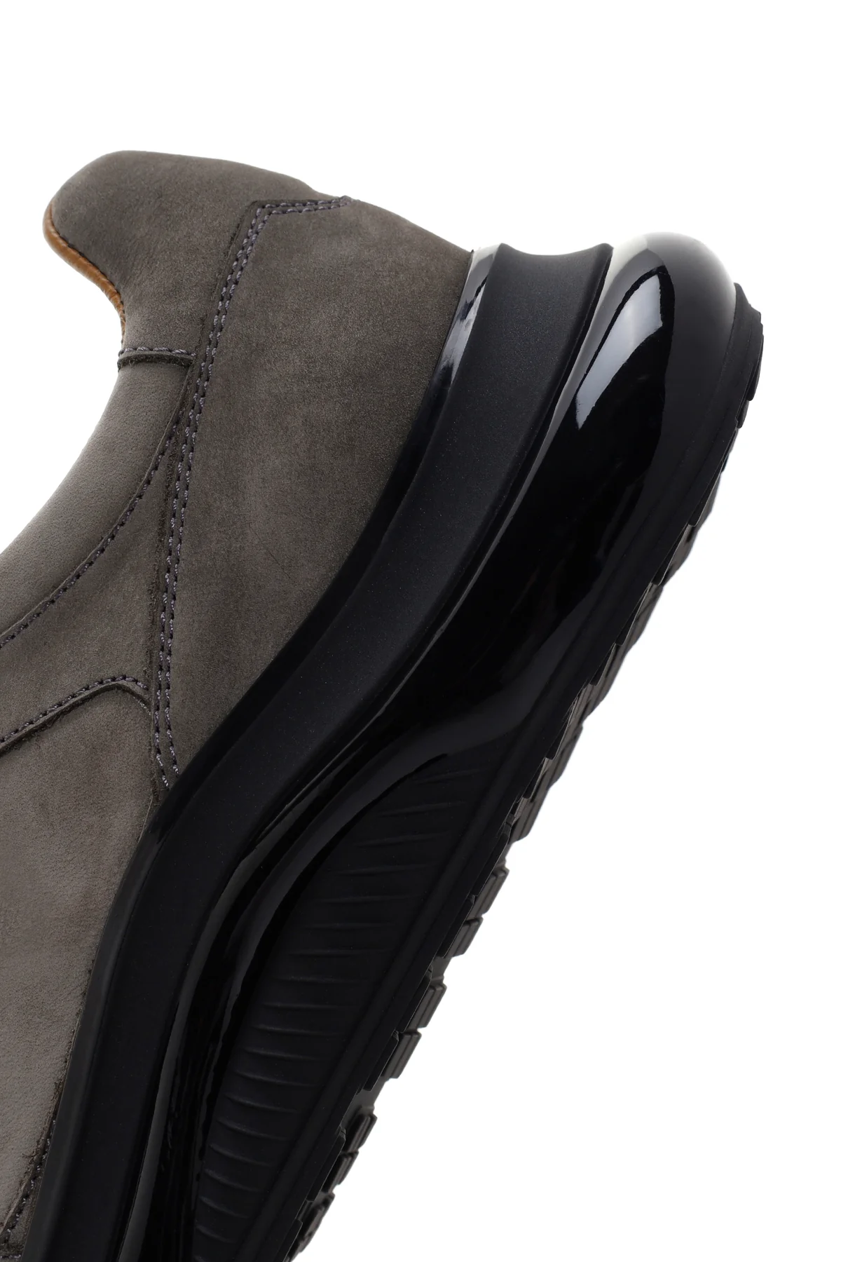 Erkek Siyah Koyu Gri Kalın Tabanlı Nubuk Deri Sneaker - Image 7