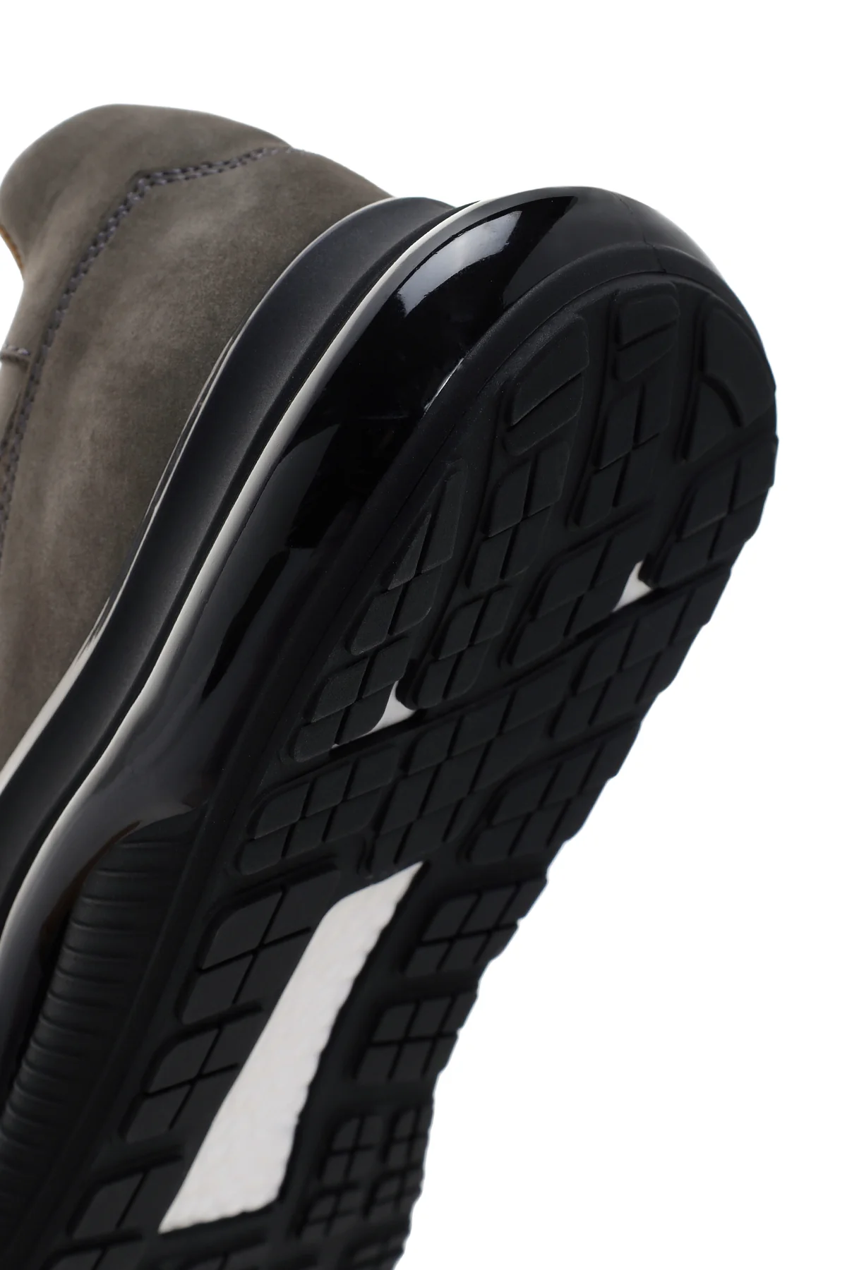 Erkek Siyah Koyu Gri Kalın Tabanlı Nubuk Deri Sneaker - Image 8