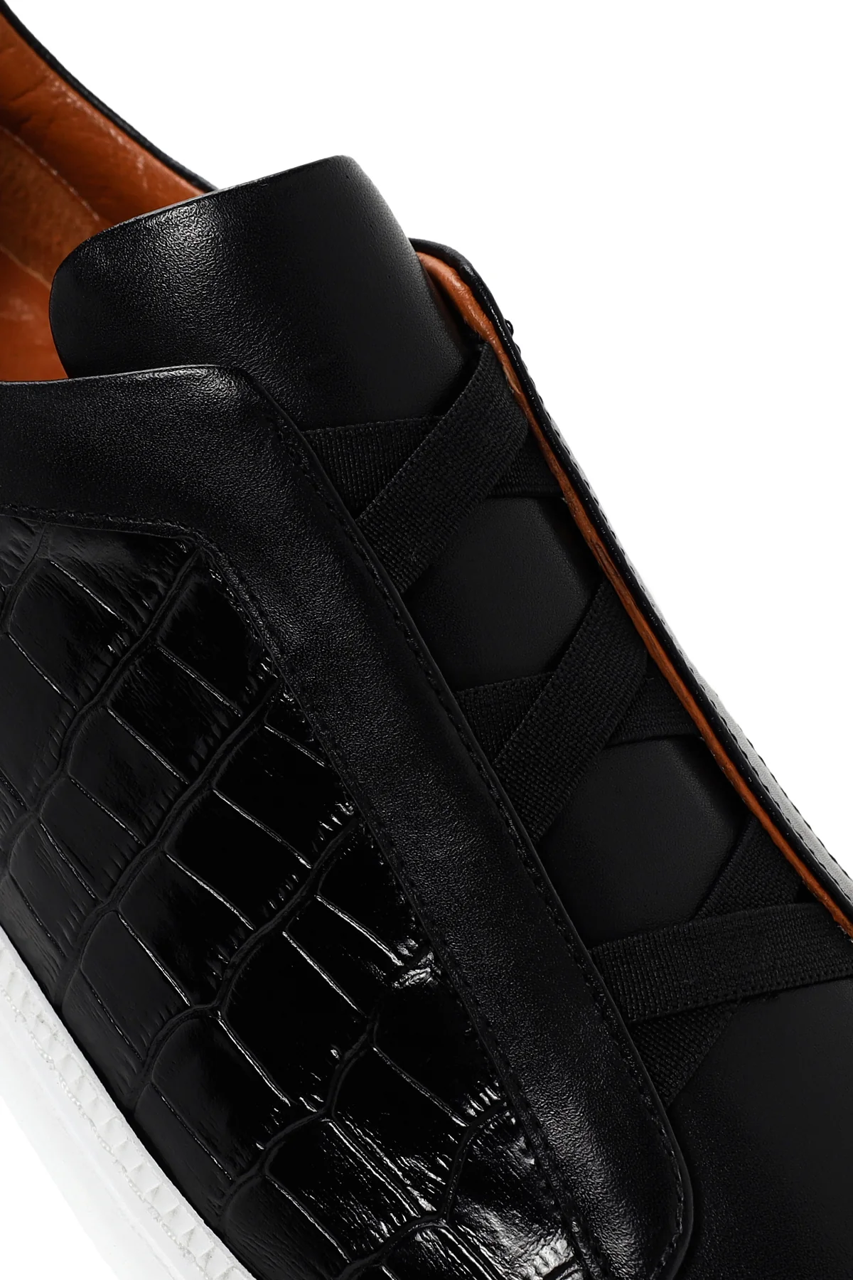 Erkek Siyah Kroko Deri Sneaker - Image 10