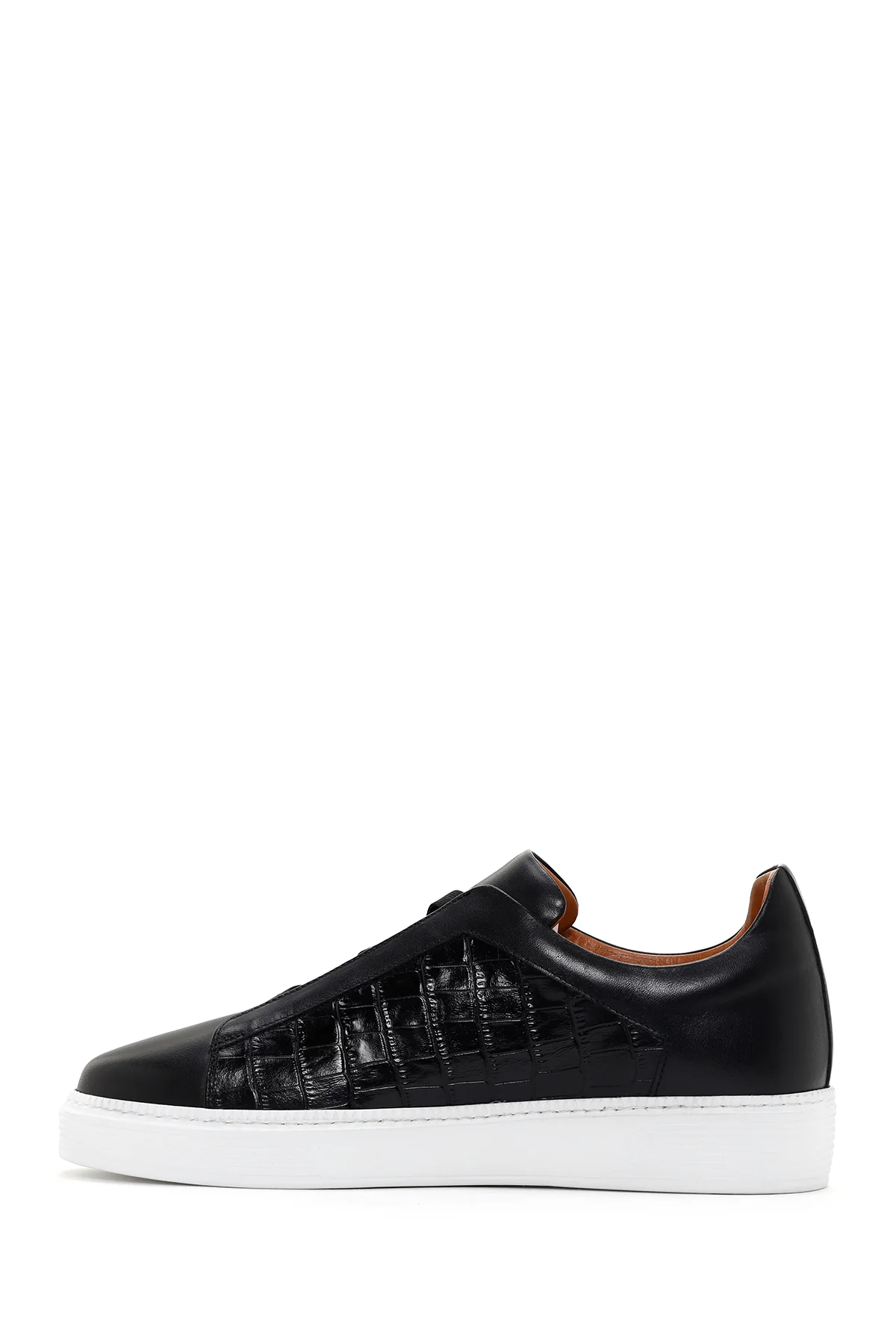 Erkek Siyah Kroko Deri Sneaker - Image 2