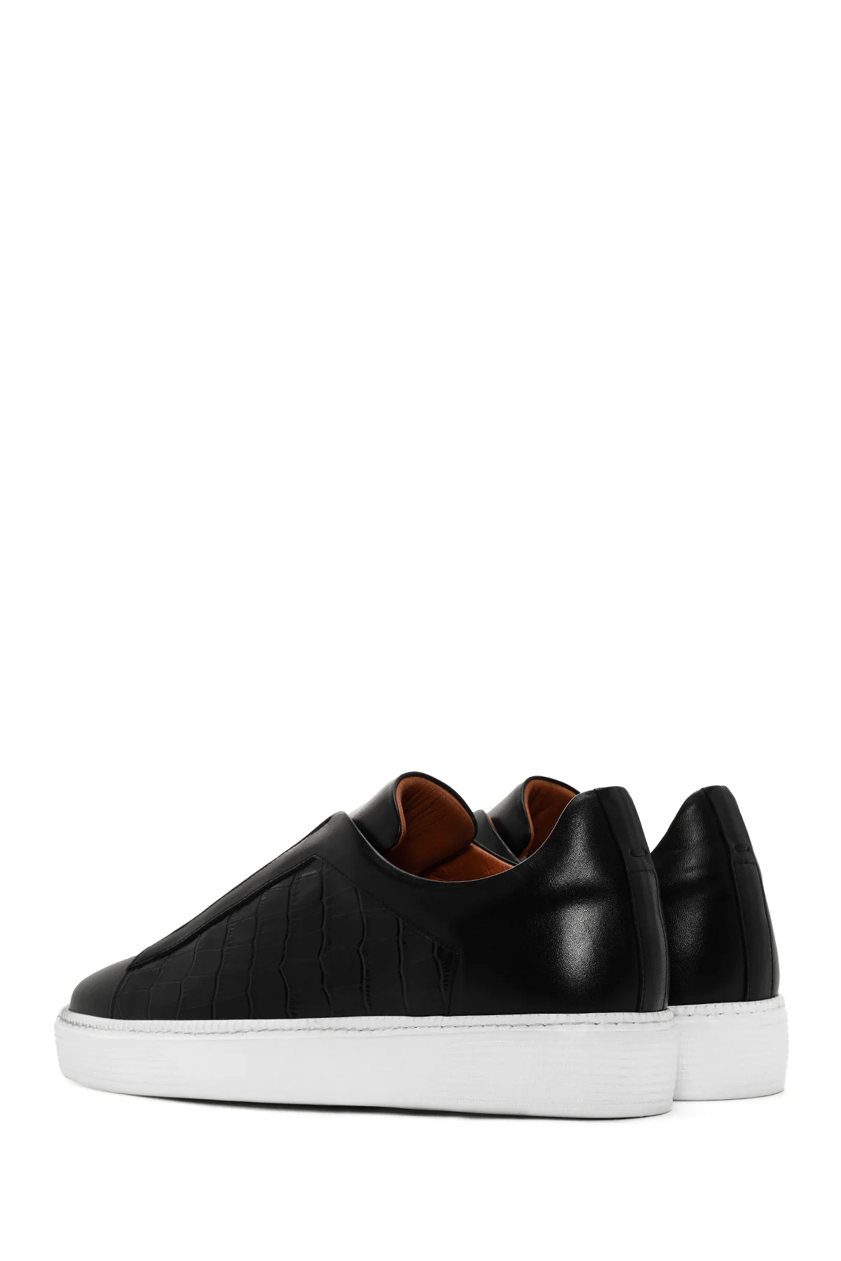 Erkek Siyah Kroko Deri Sneaker - Image 5