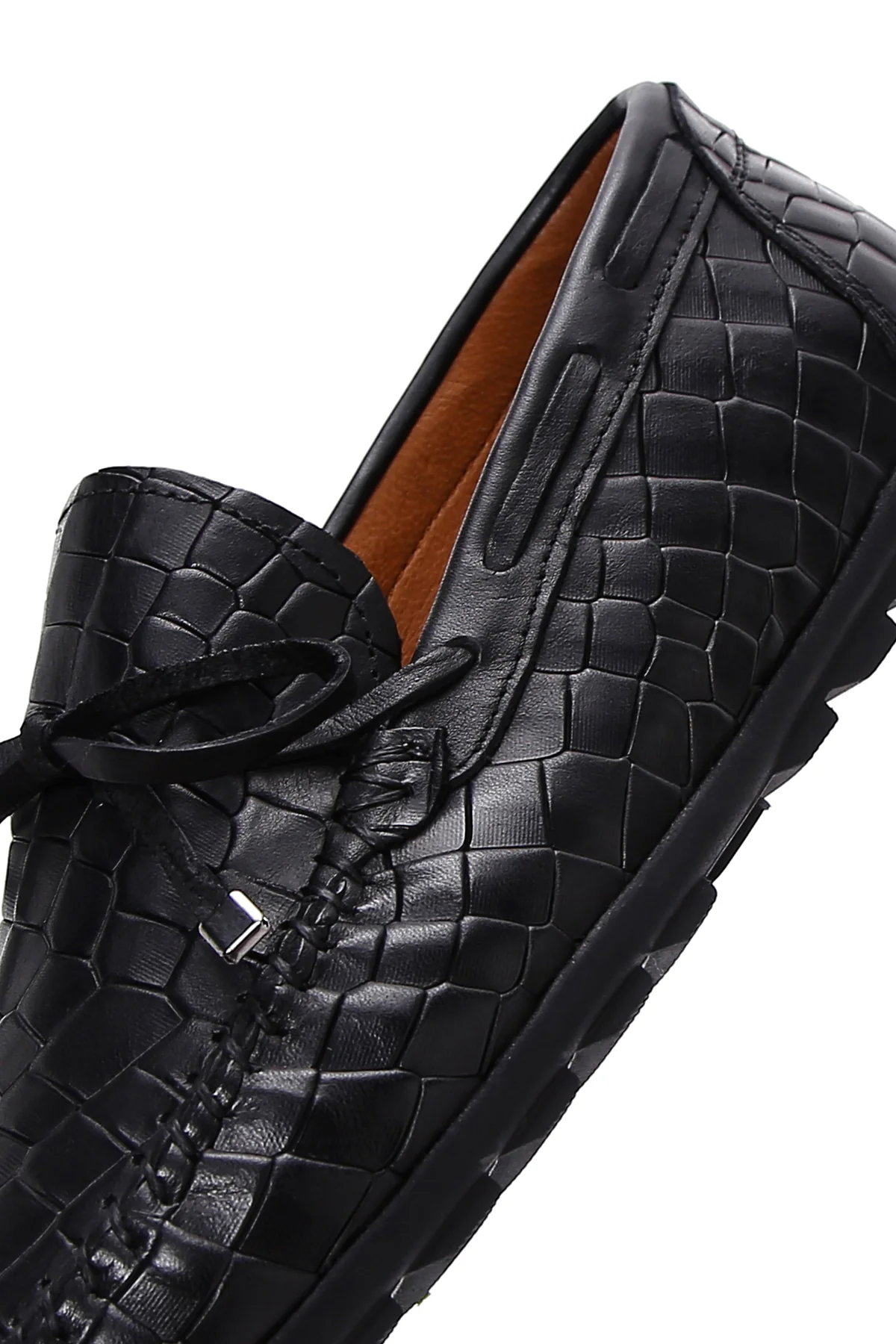 Erkek Siyah Kroko Desenli Deri Casual Loafer - Image 8