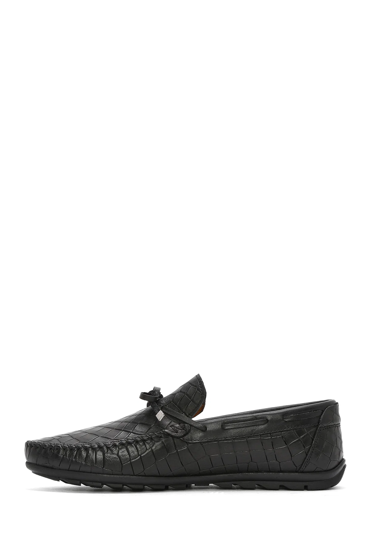 Erkek Siyah Kroko Desenli Deri Casual Loafer - Image 2