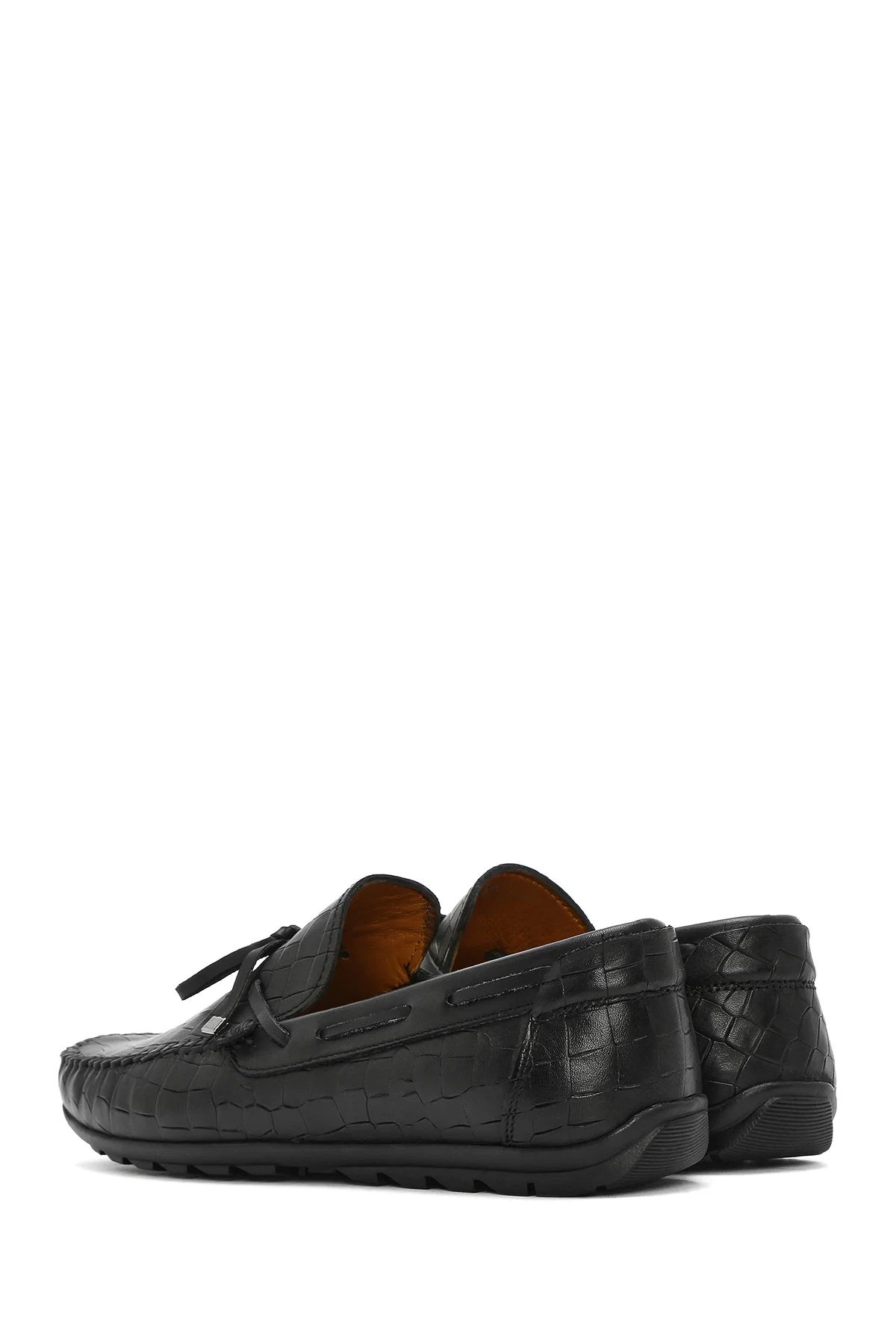 Erkek Siyah Kroko Desenli Deri Casual Loafer - Image 5