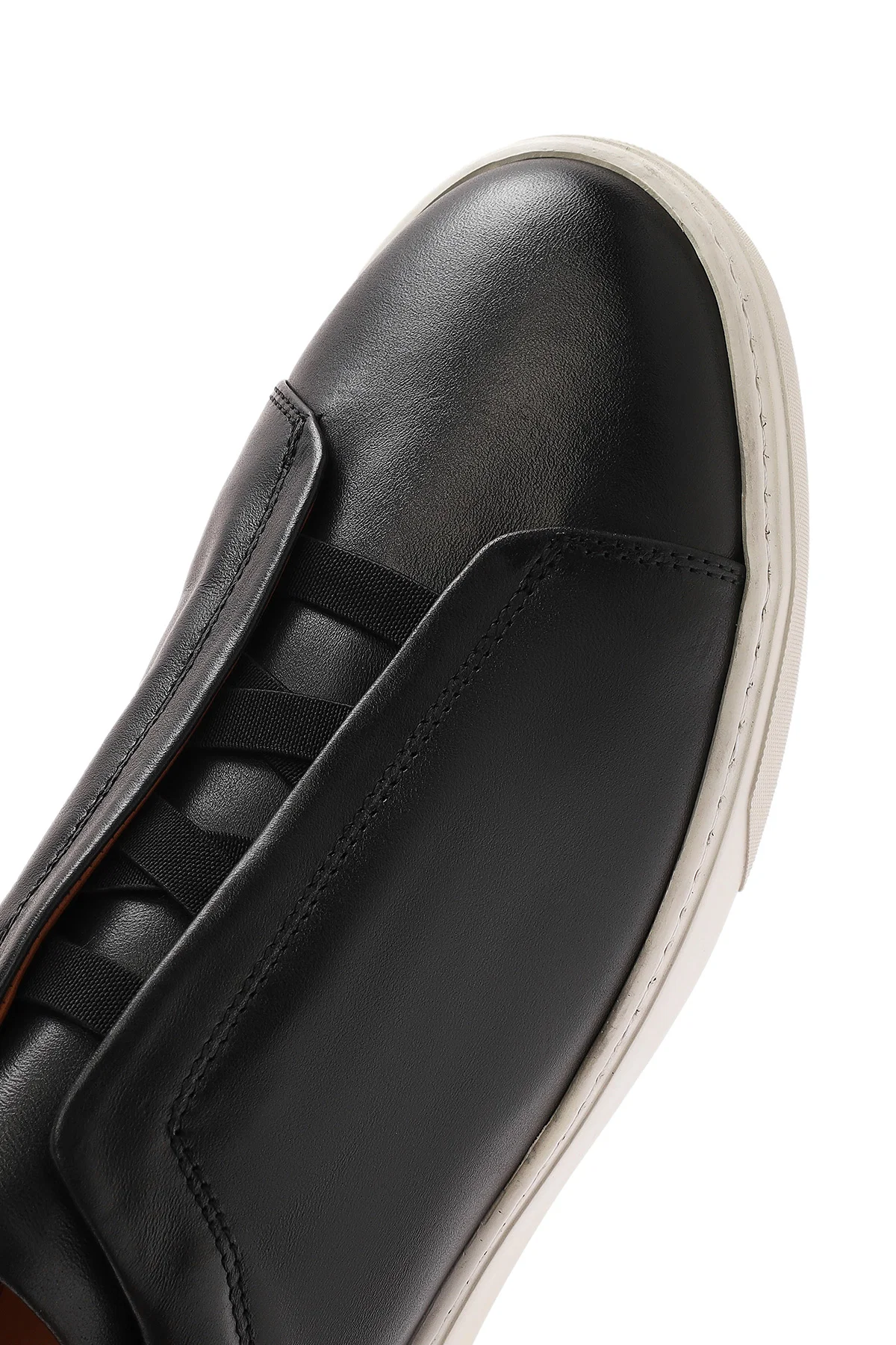 Erkek Siyah Lastikli Deri Sneaker - Image 8