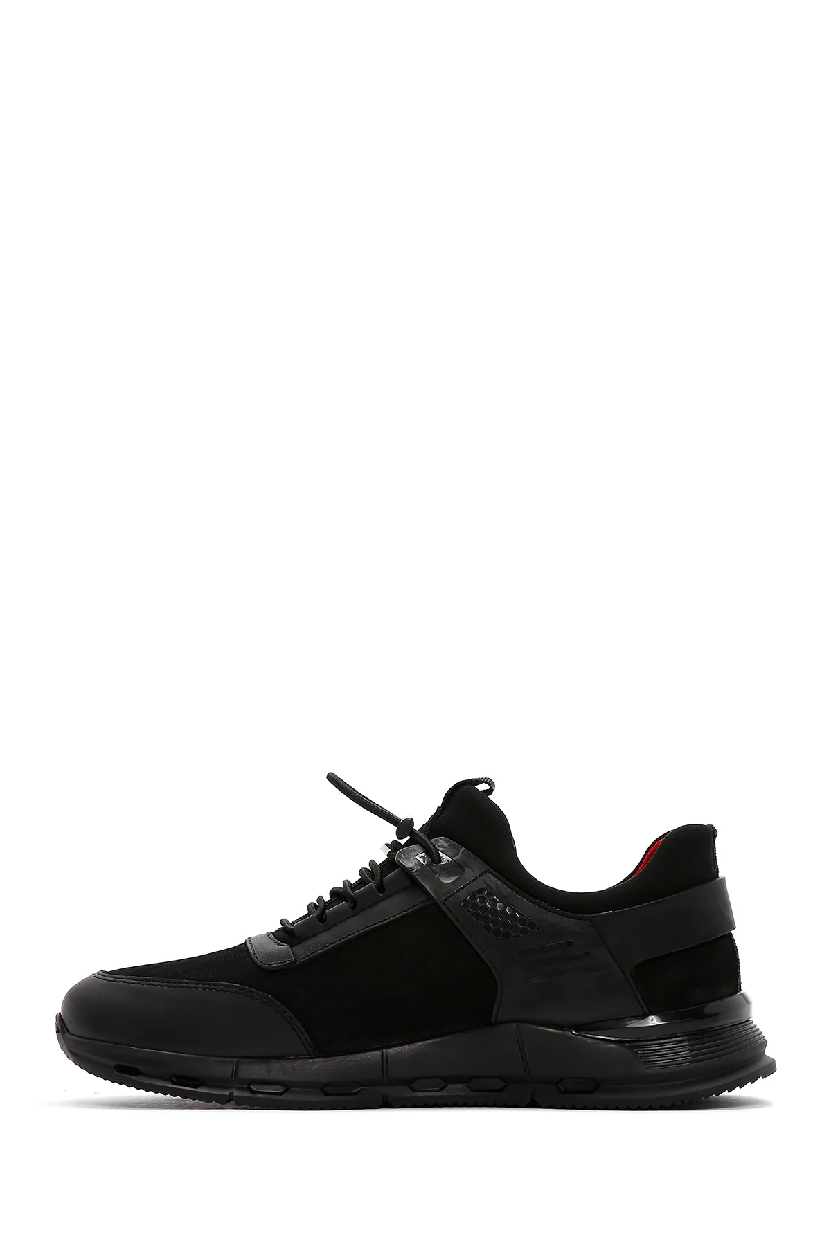 Erkek Siyah Nubuk Deri Detaylı Sneaker - Image 3