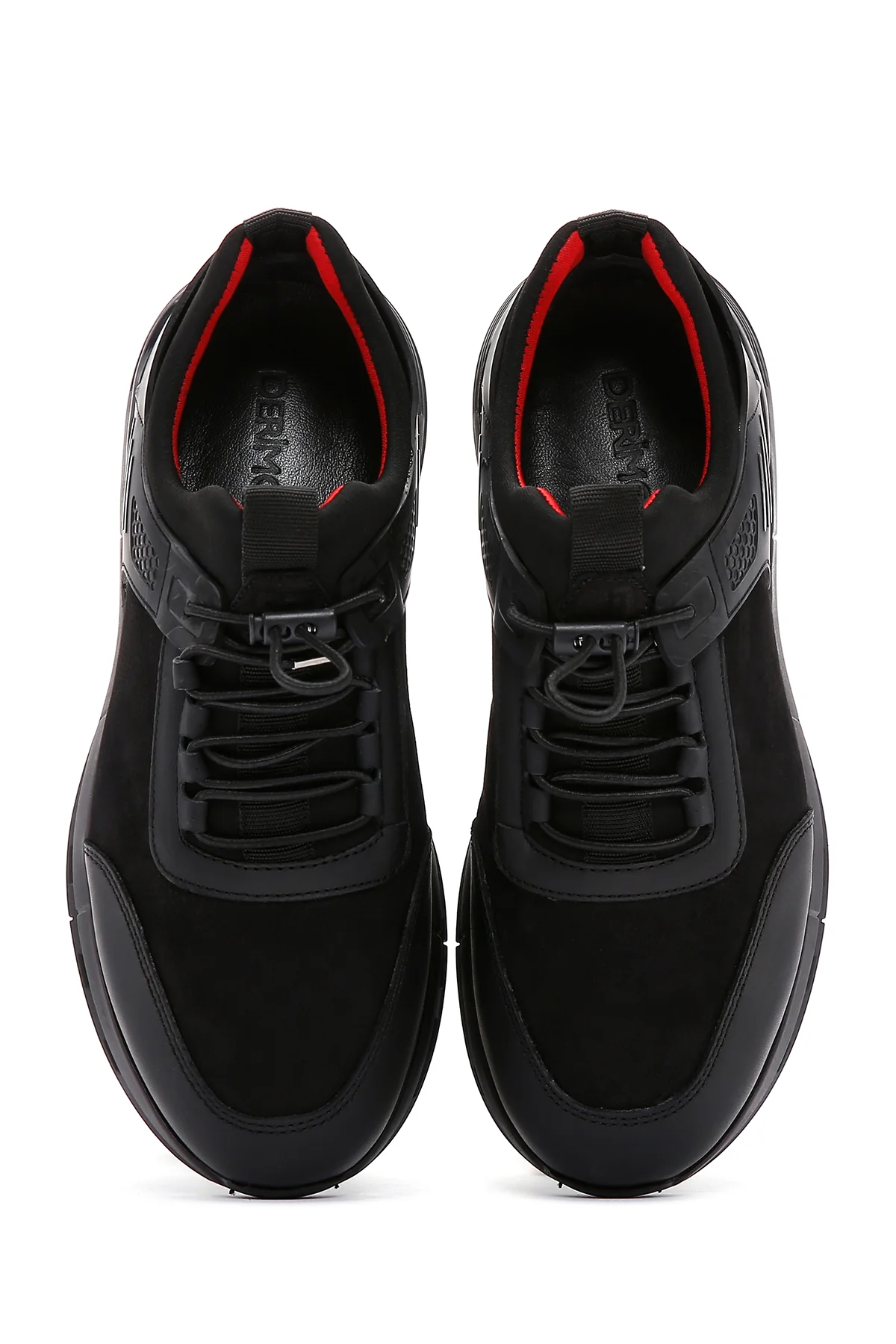 Erkek Siyah Nubuk Deri Detaylı Sneaker - Image 7