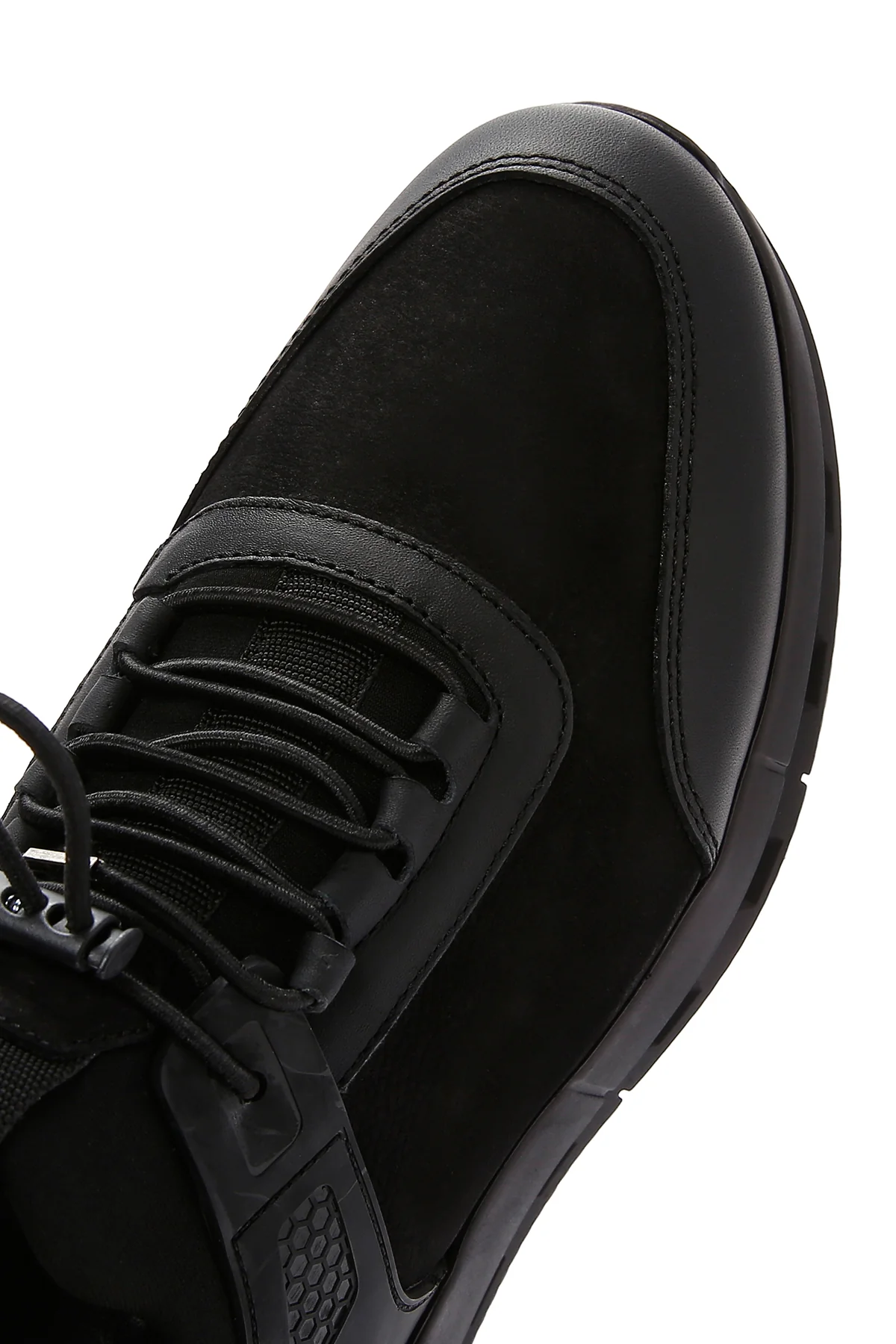 Erkek Siyah Nubuk Deri Detaylı Sneaker - Image 9