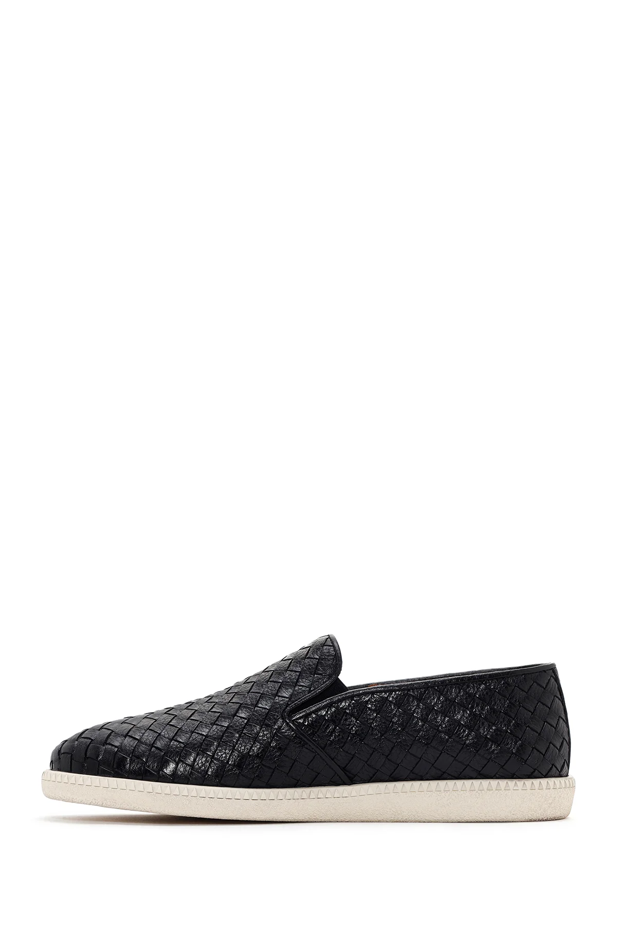 Erkek Siyah Örgü Deri Casual Loafer - Image 3