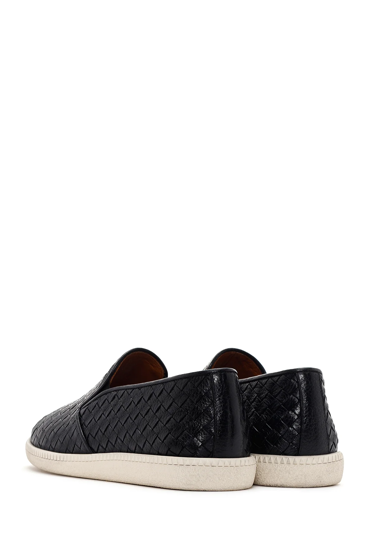 Erkek Siyah Örgü Deri Casual Loafer - Image 6