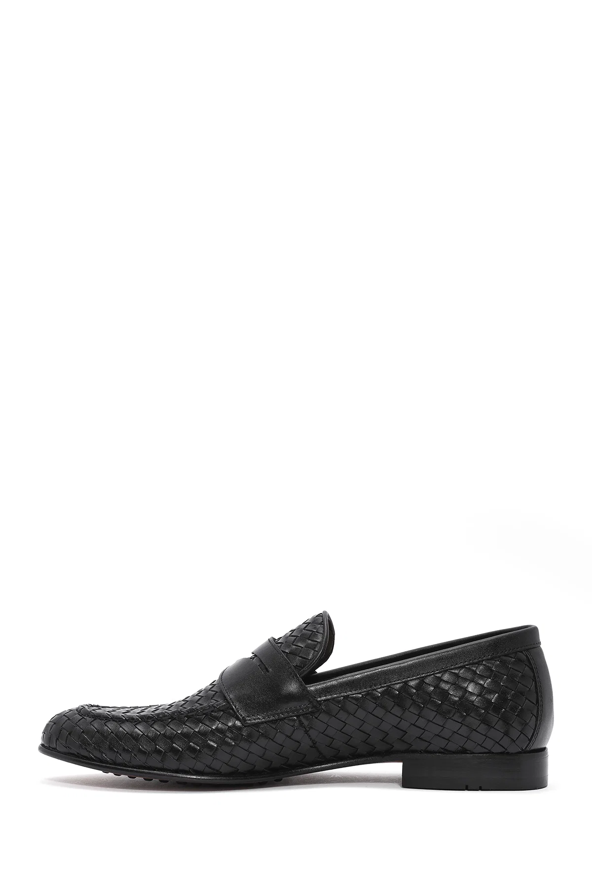 Erkek Siyah Örgü Deri Klasik Loafer - Image 2