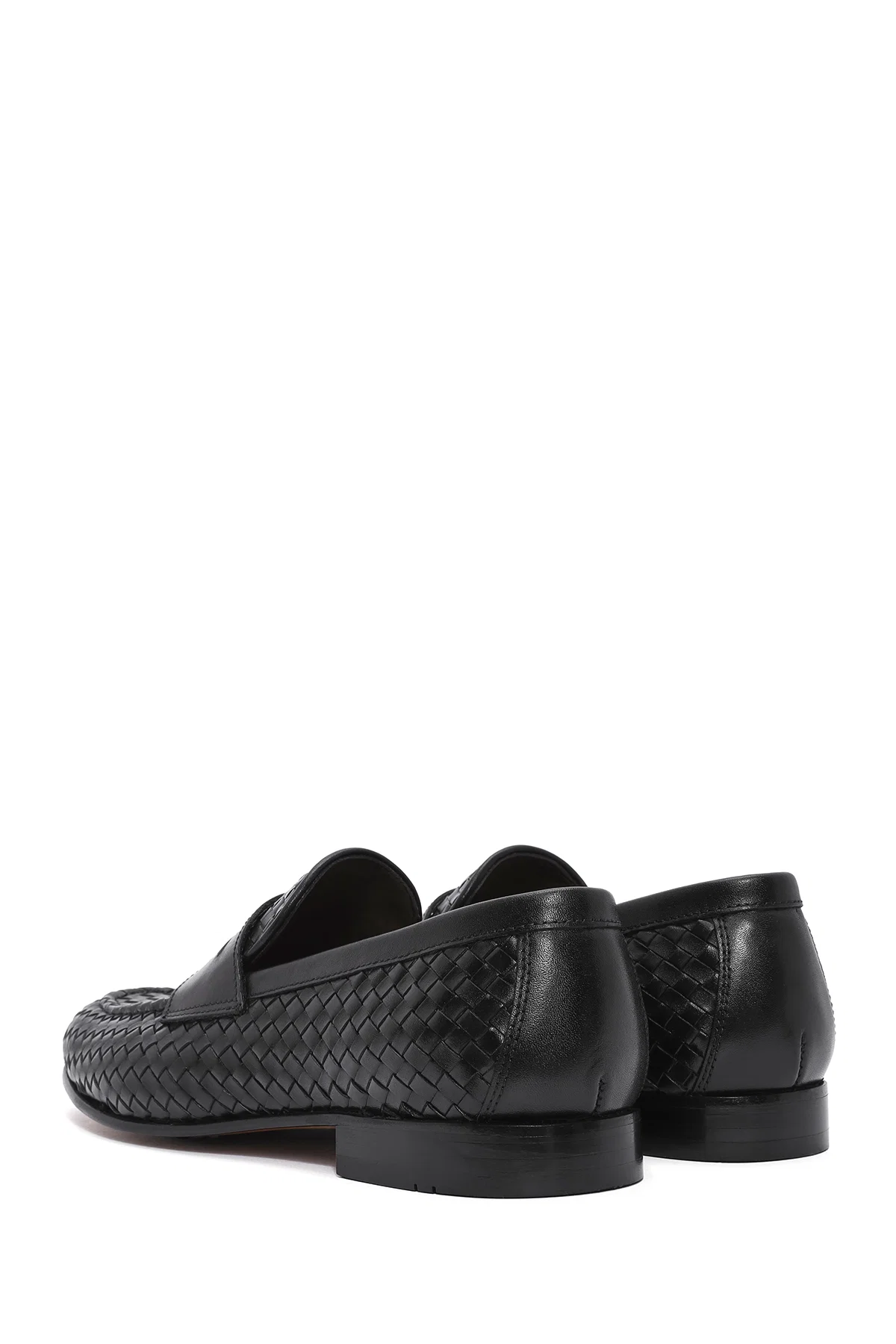 Erkek Siyah Örgü Deri Klasik Loafer - Image 5