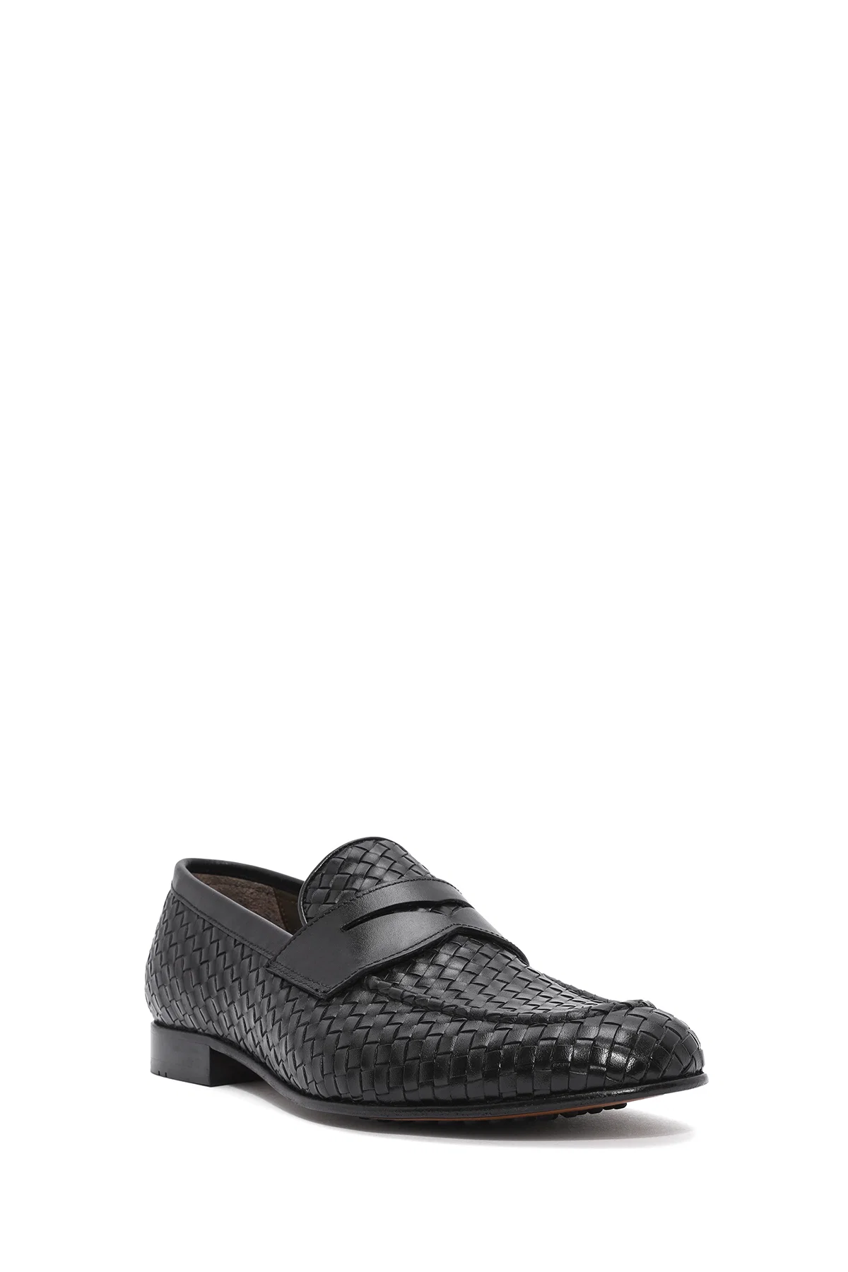Erkek Siyah Örgü Deri Klasik Loafer - Image 6