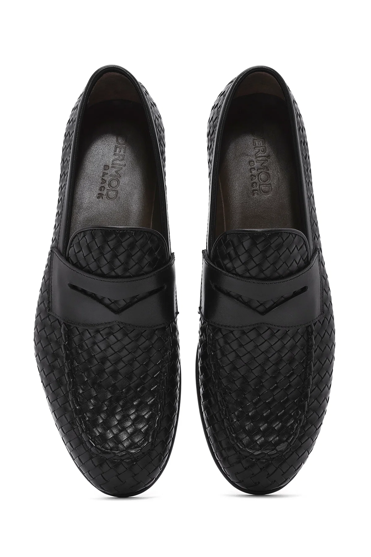 Erkek Siyah Örgü Deri Klasik Loafer - Image 7