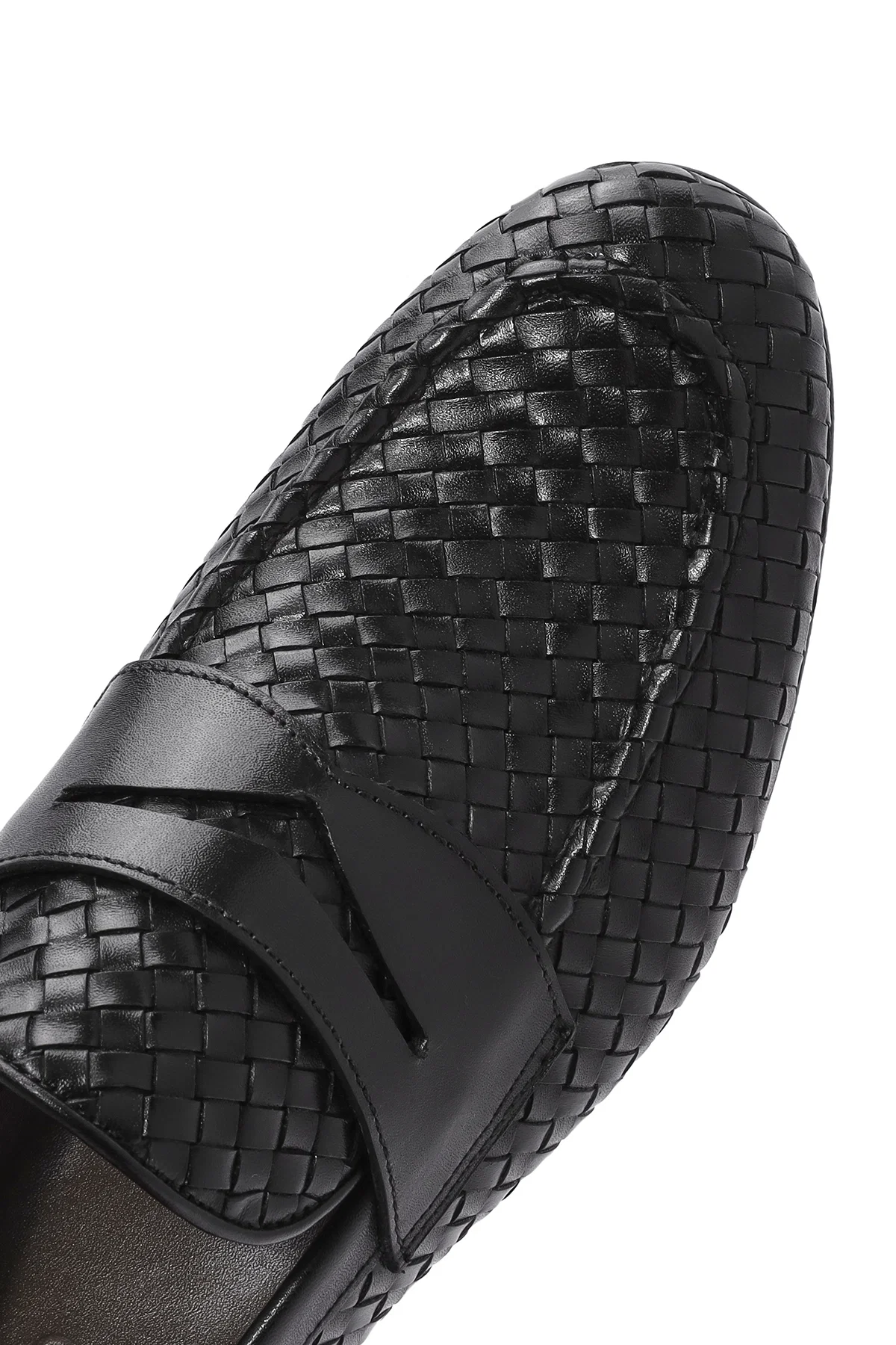 Erkek Siyah Örgü Deri Klasik Loafer - Image 8