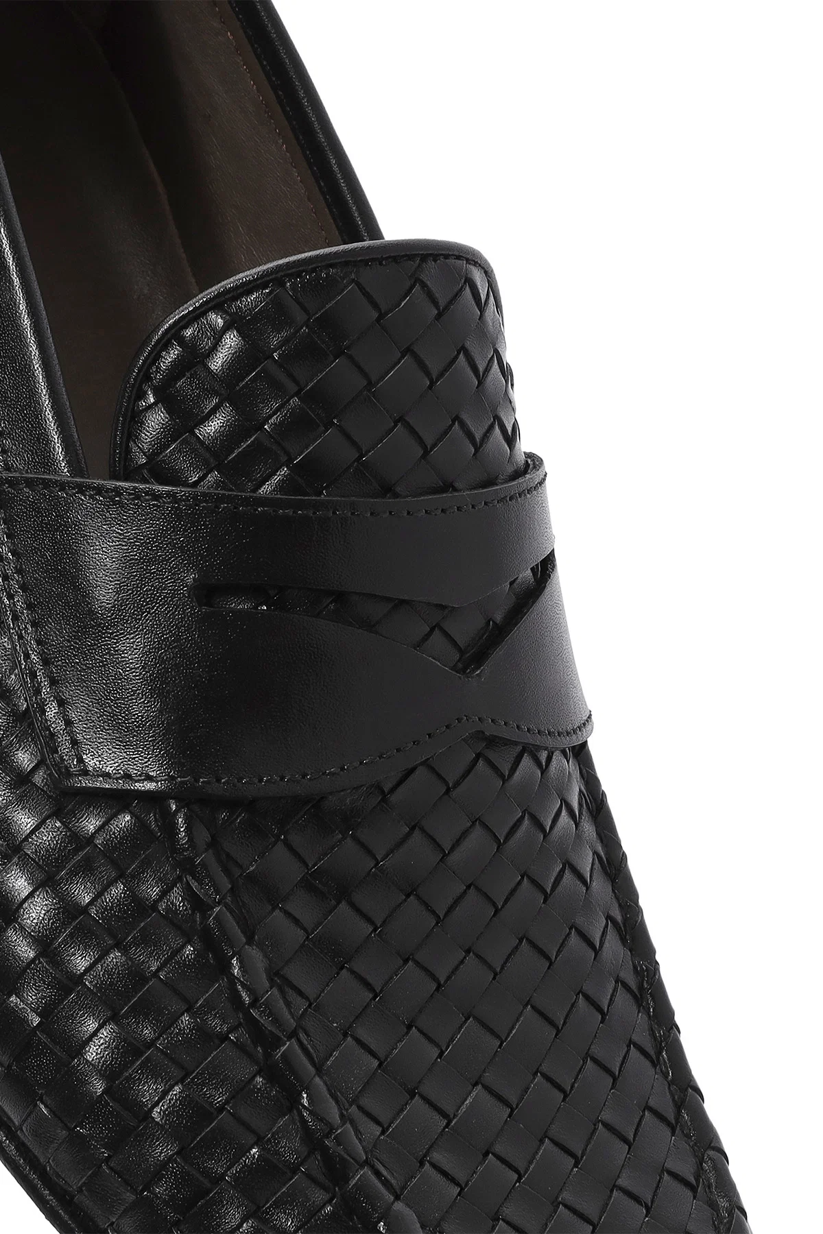 Erkek Siyah Örgü Deri Klasik Loafer - Image 9