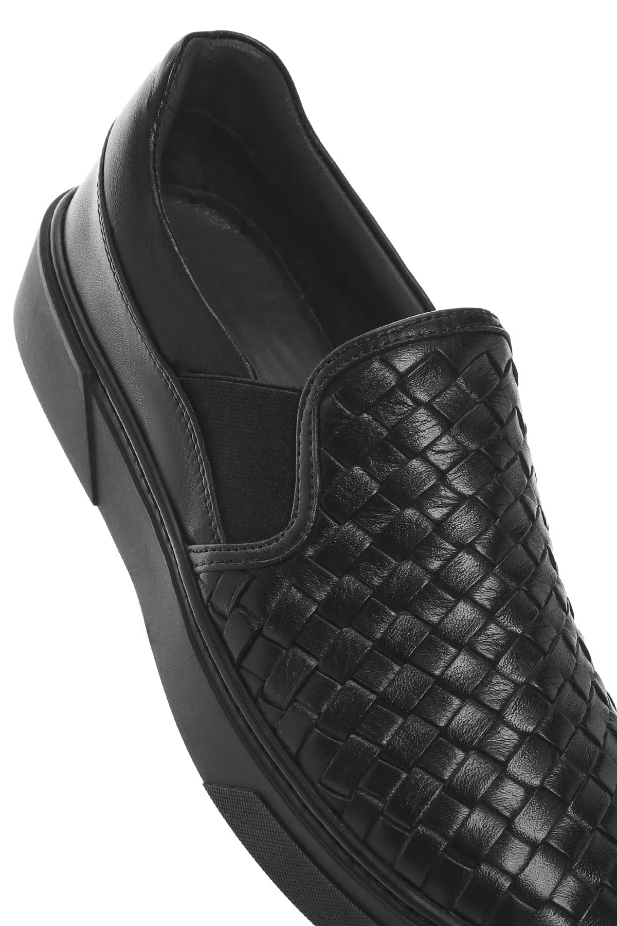 Erkek Siyah Örgü Deri Loafer - Image 9