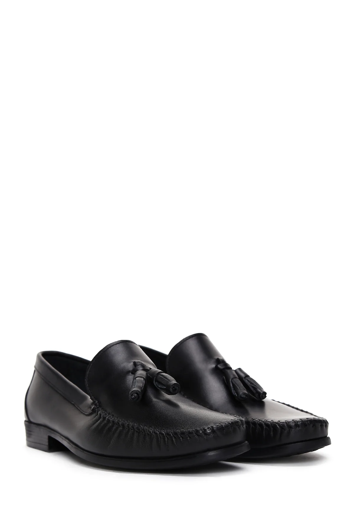 Erkek Siyah Püsküllü Deri Casual Loafer - Image 3