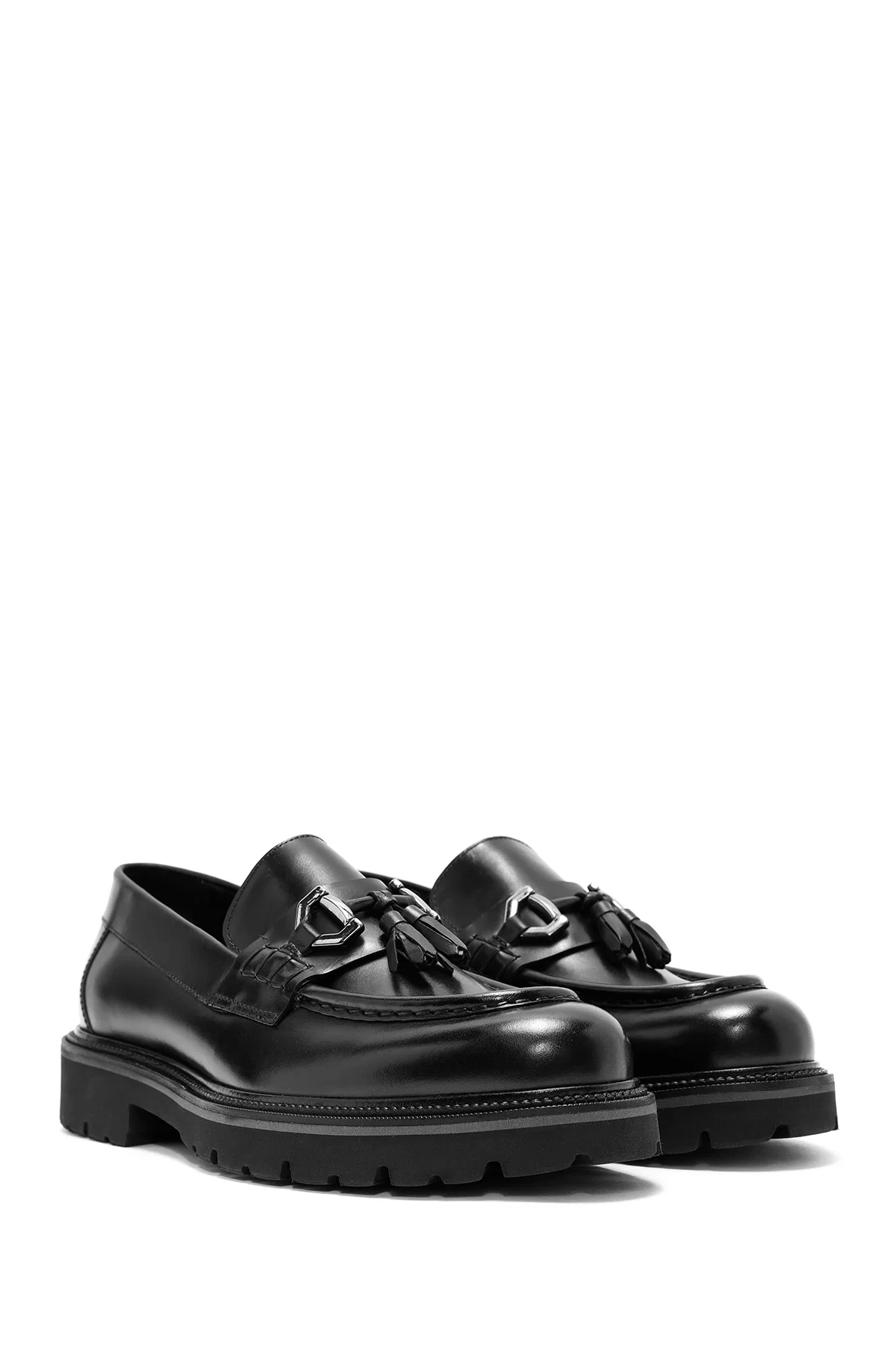 Erkek Siyah Püsküllü Deri Casual Loafer - Image 3