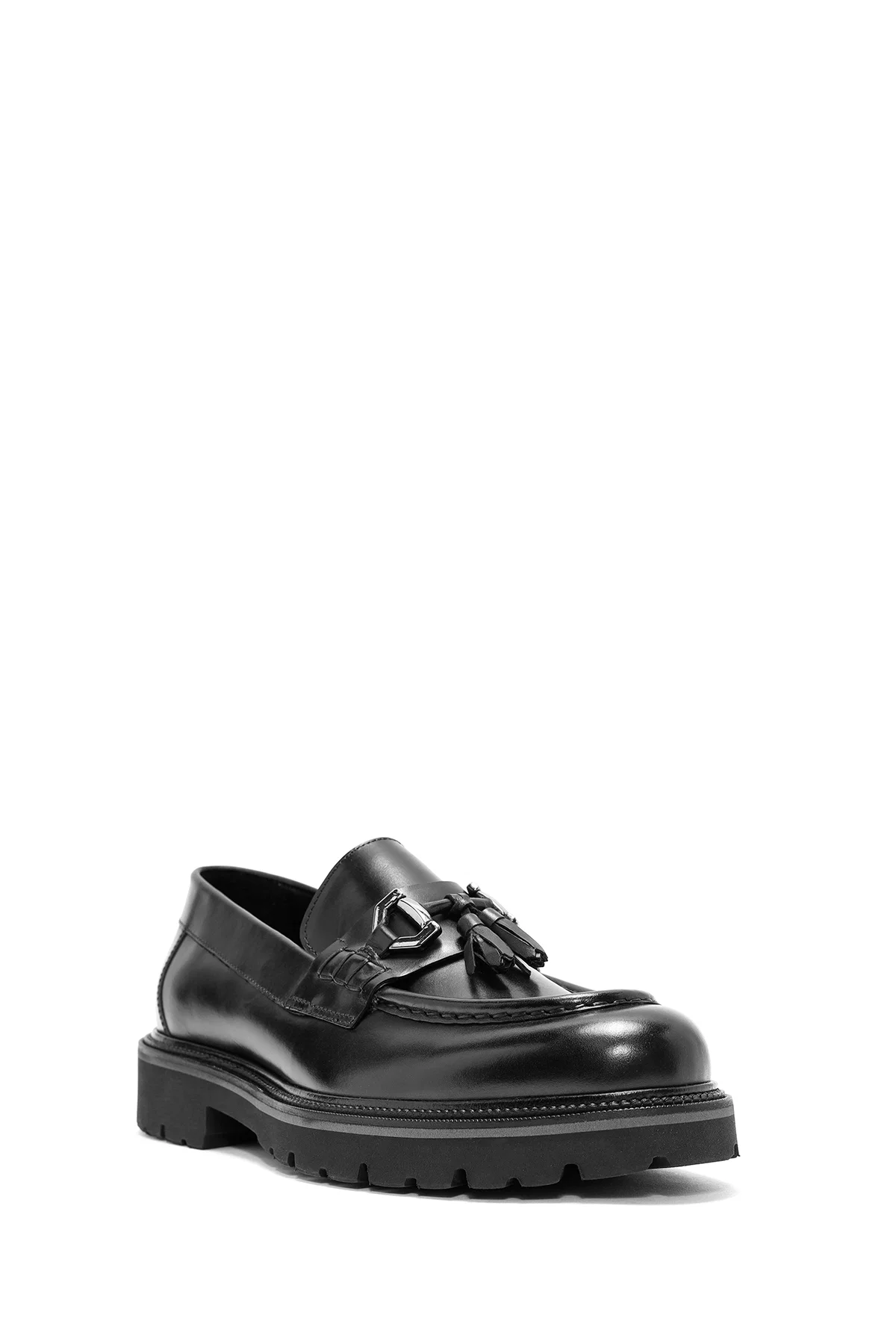Erkek Siyah Püsküllü Deri Casual Loafer - Image 6