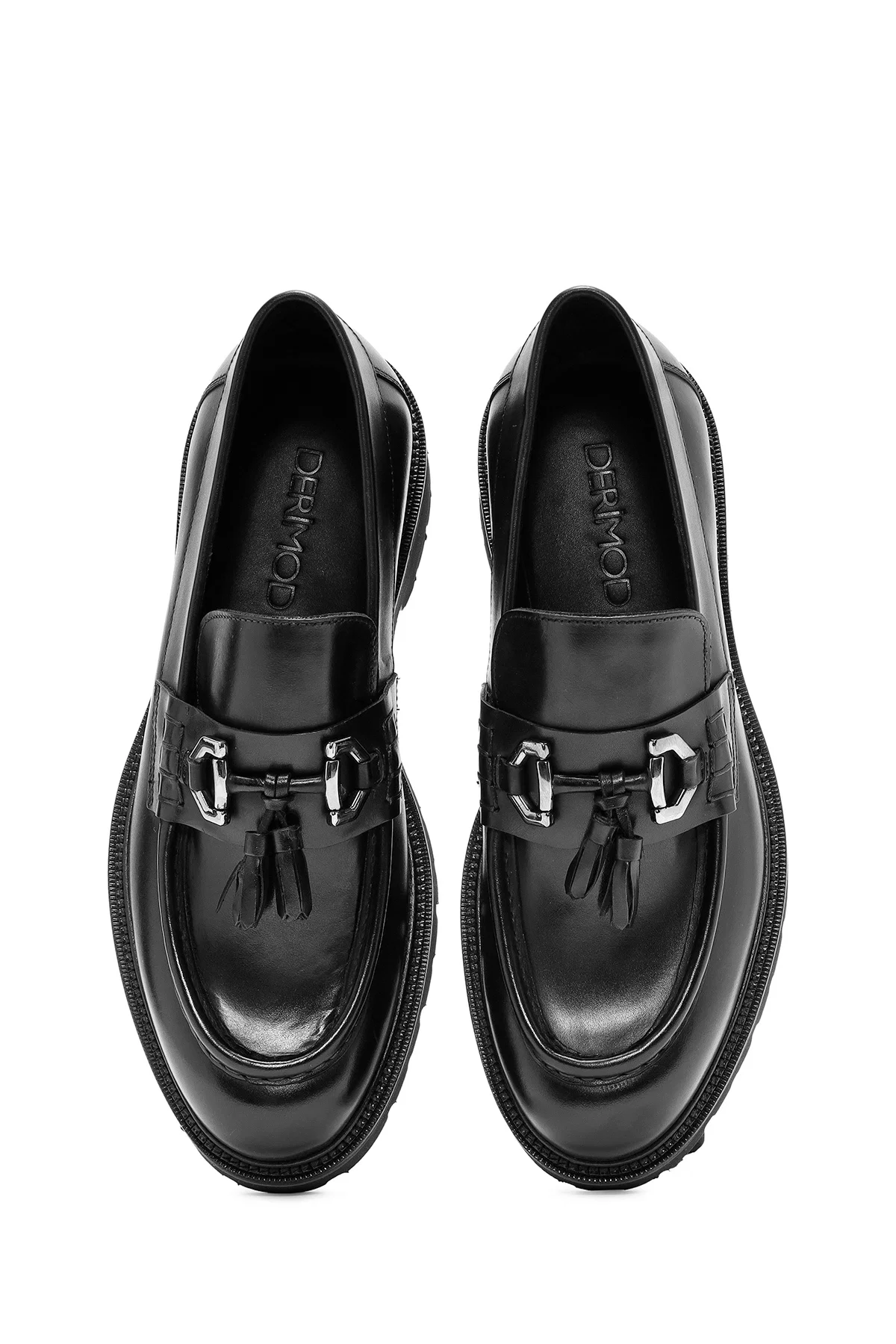 Erkek Siyah Püsküllü Deri Casual Loafer - Image 7