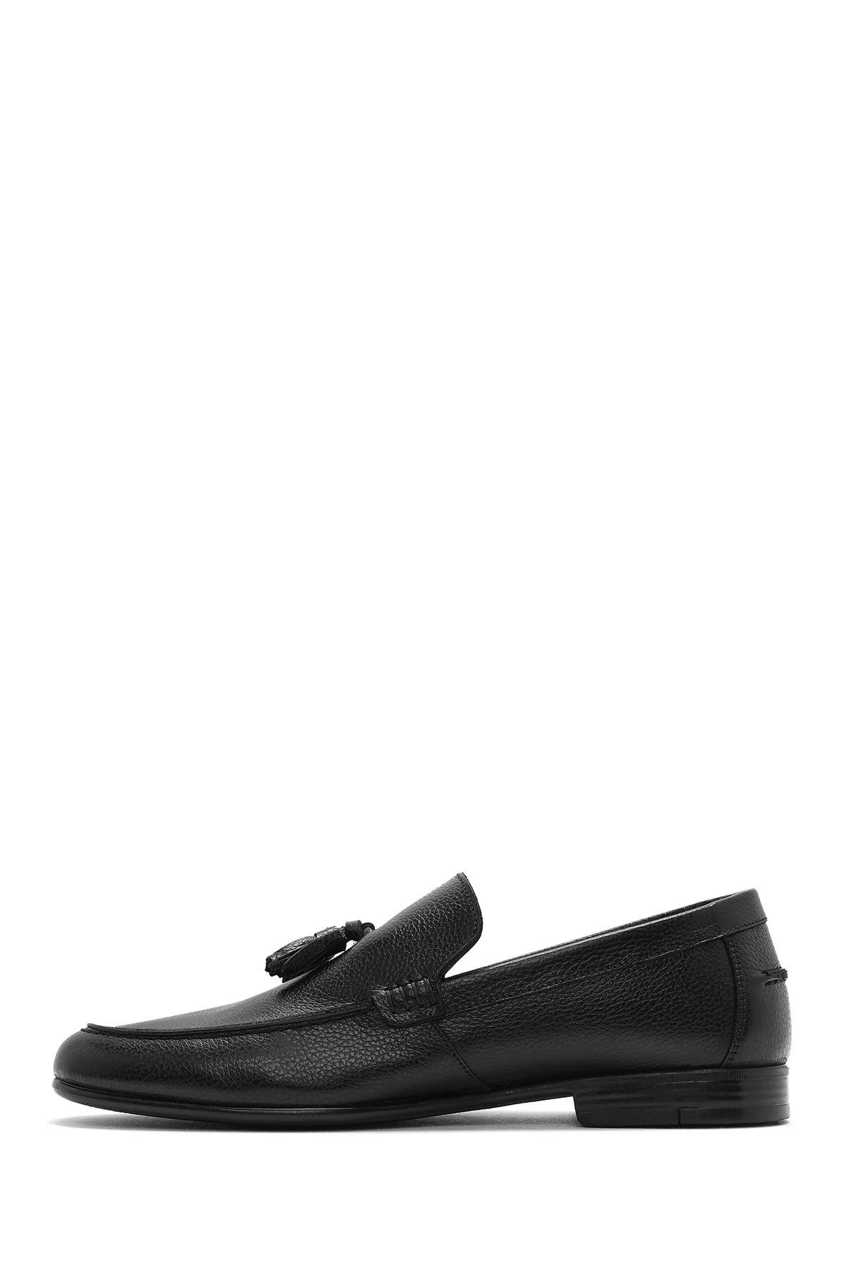 Erkek Siyah Püsküllü Deri Casual Loafer - Image 2