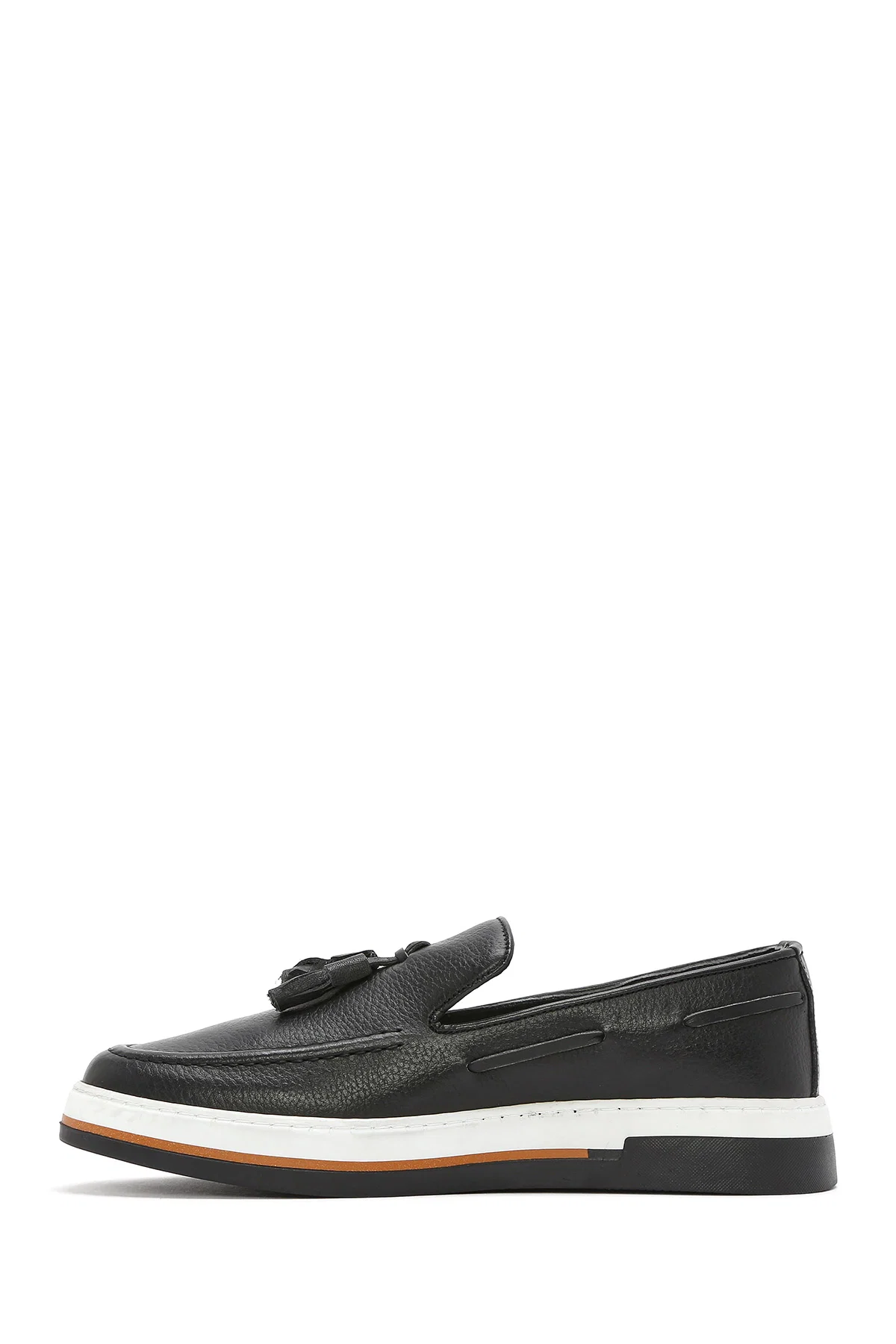 Erkek Siyah Püsküllü Deri Casual Loafer - Image 2