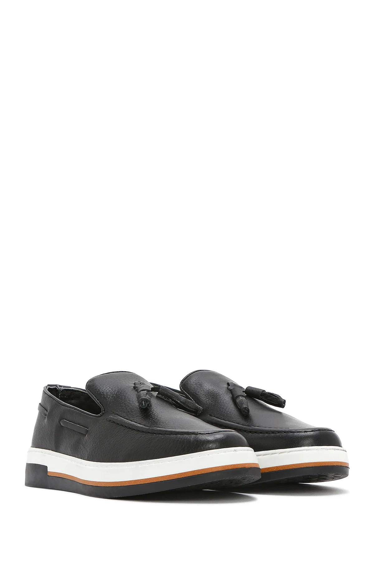 Erkek Siyah Püsküllü Deri Casual Loafer - Image 3