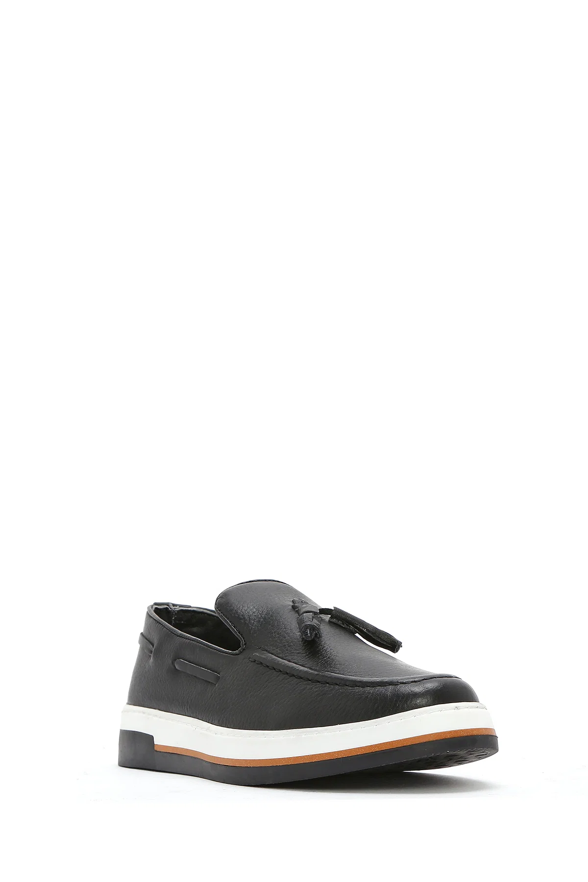Erkek Siyah Püsküllü Deri Casual Loafer - Image 6