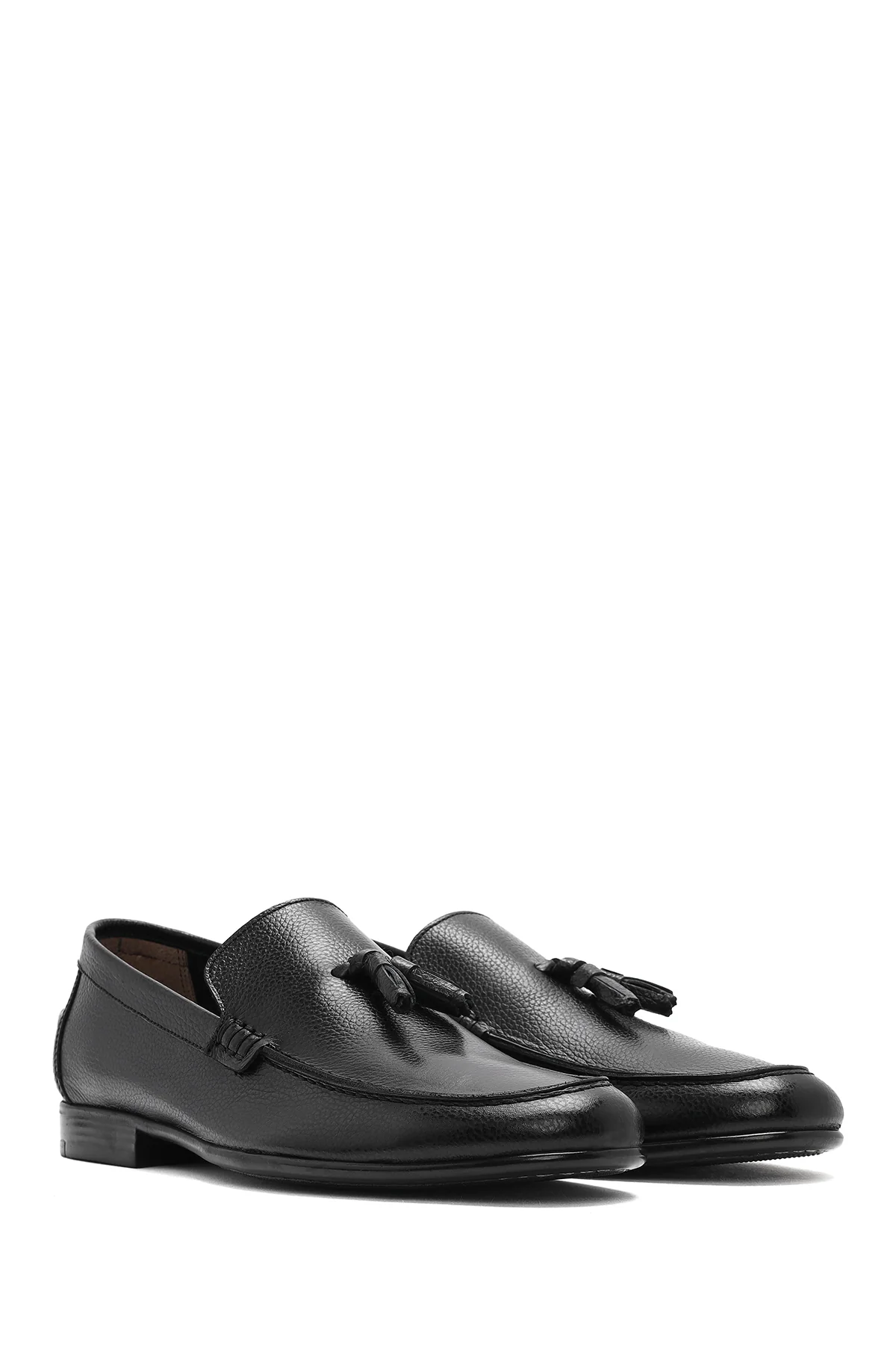 Erkek Siyah Püsküllü Deri Casual Loafer - Image 2