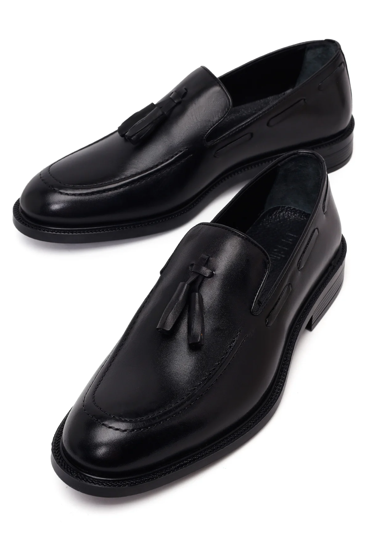 Erkek Siyah Püsküllü Deri Klasik Loafer - Image 10
