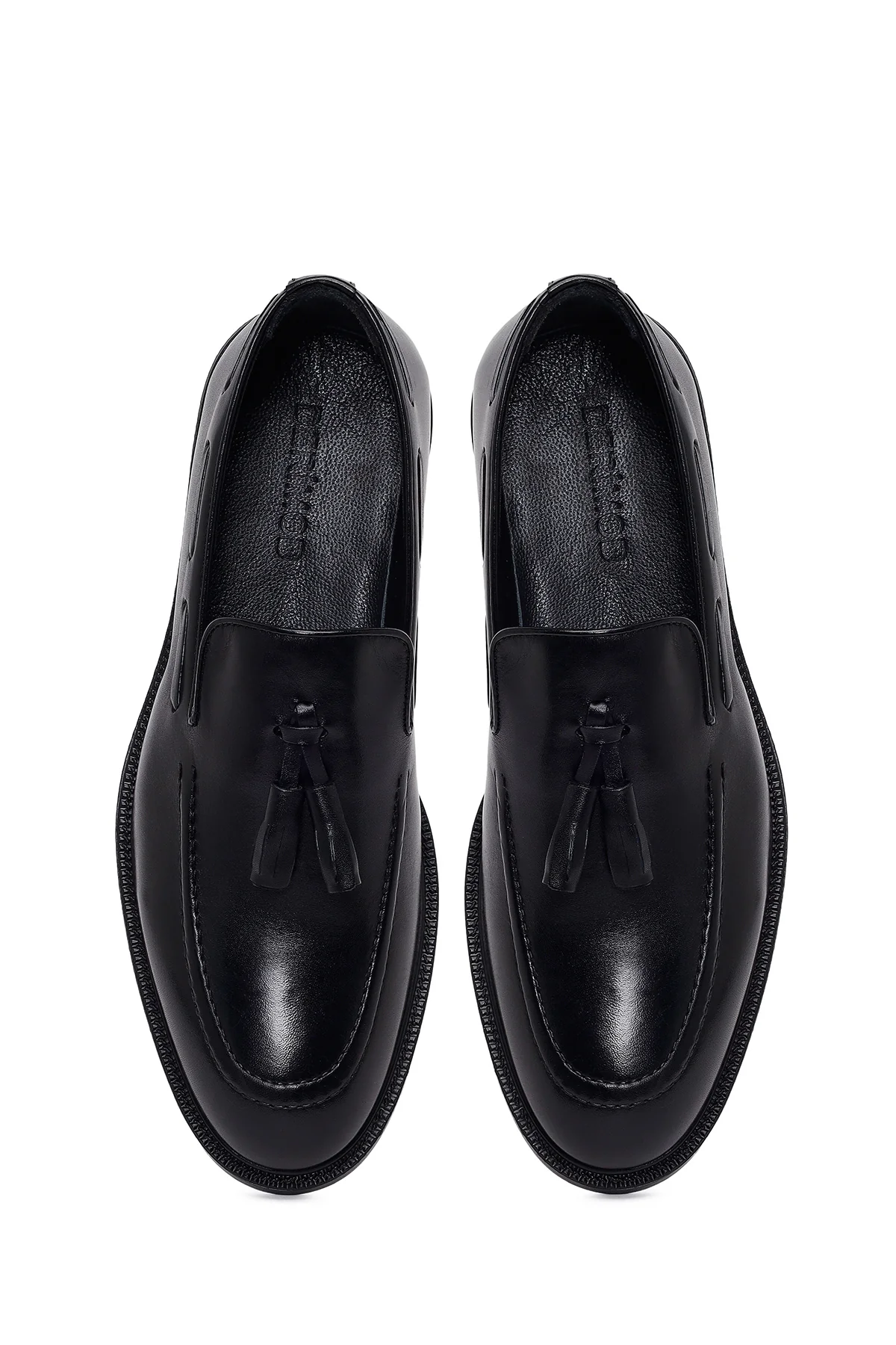 Erkek Siyah Püsküllü Deri Klasik Loafer - Image 4