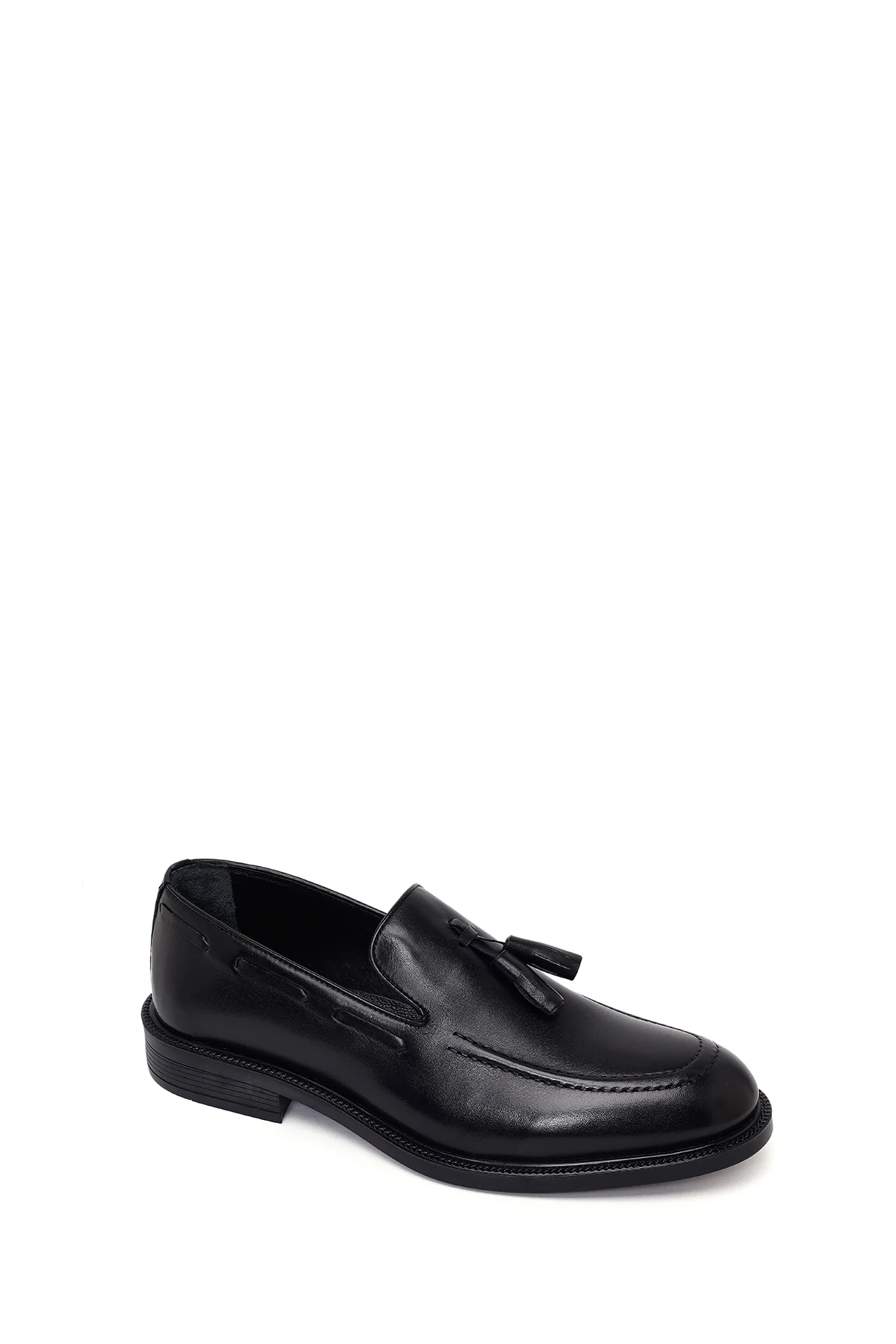 Erkek Siyah Püsküllü Deri Klasik Loafer - Image 7