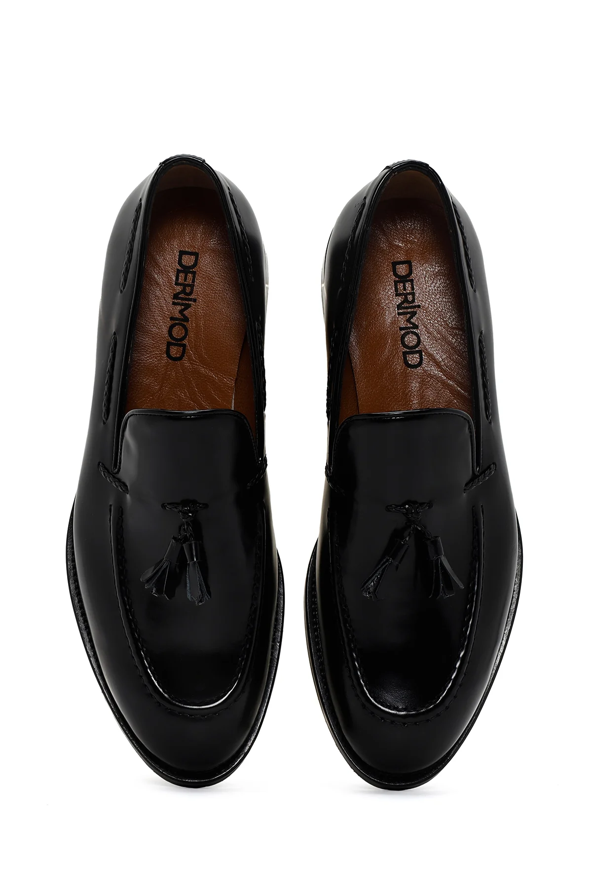 Erkek Siyah Püsküllü Deri Loafer - Image 7