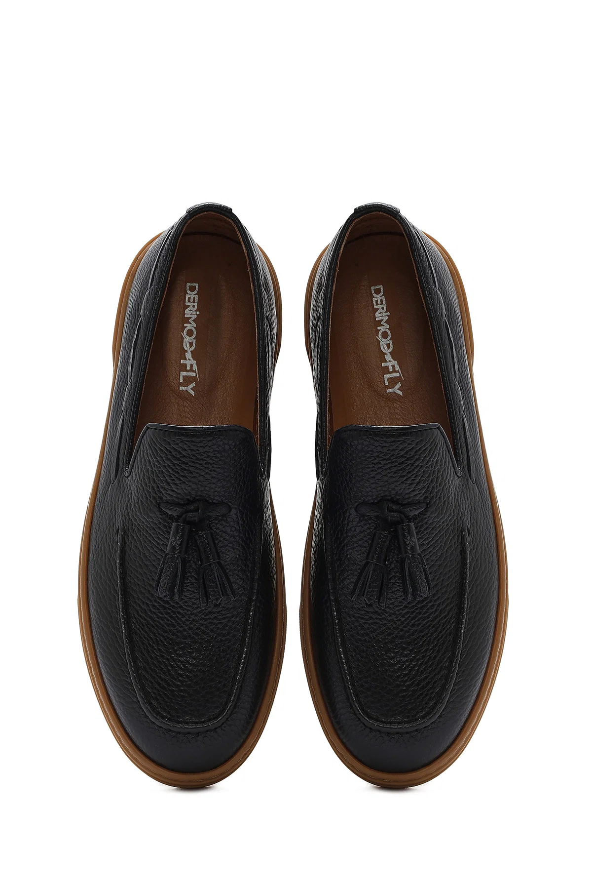 Erkek Siyah Püsküllü Deri Loafer - Image 7