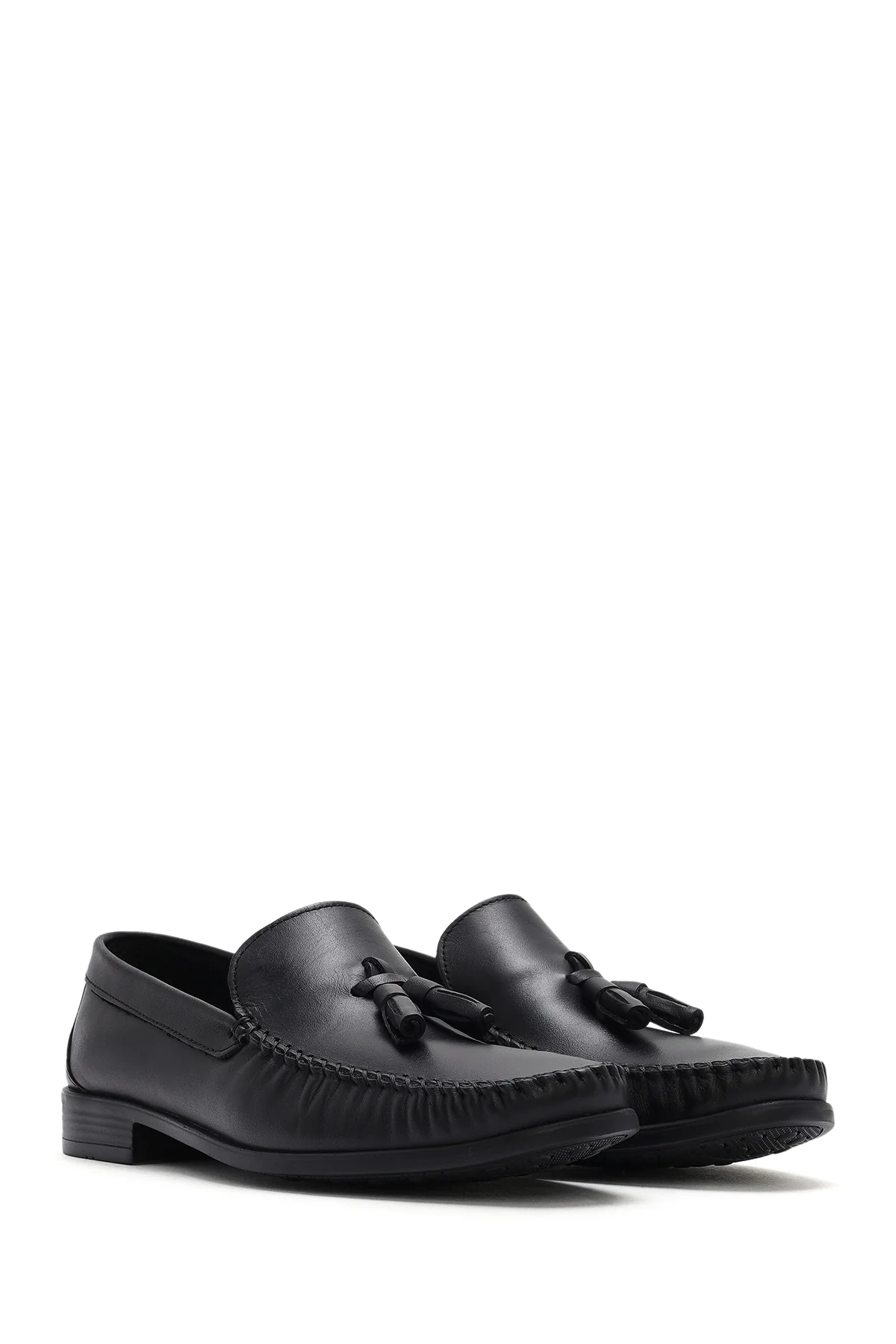 Erkek Siyah Püsküllü Deri Loafer - Image 2