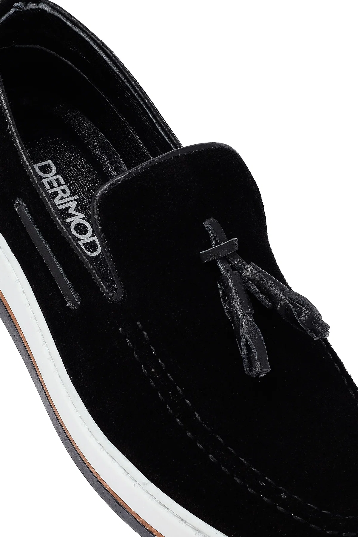 Erkek Siyah Püsküllü Süet Deri Casual Loafer - Image 10